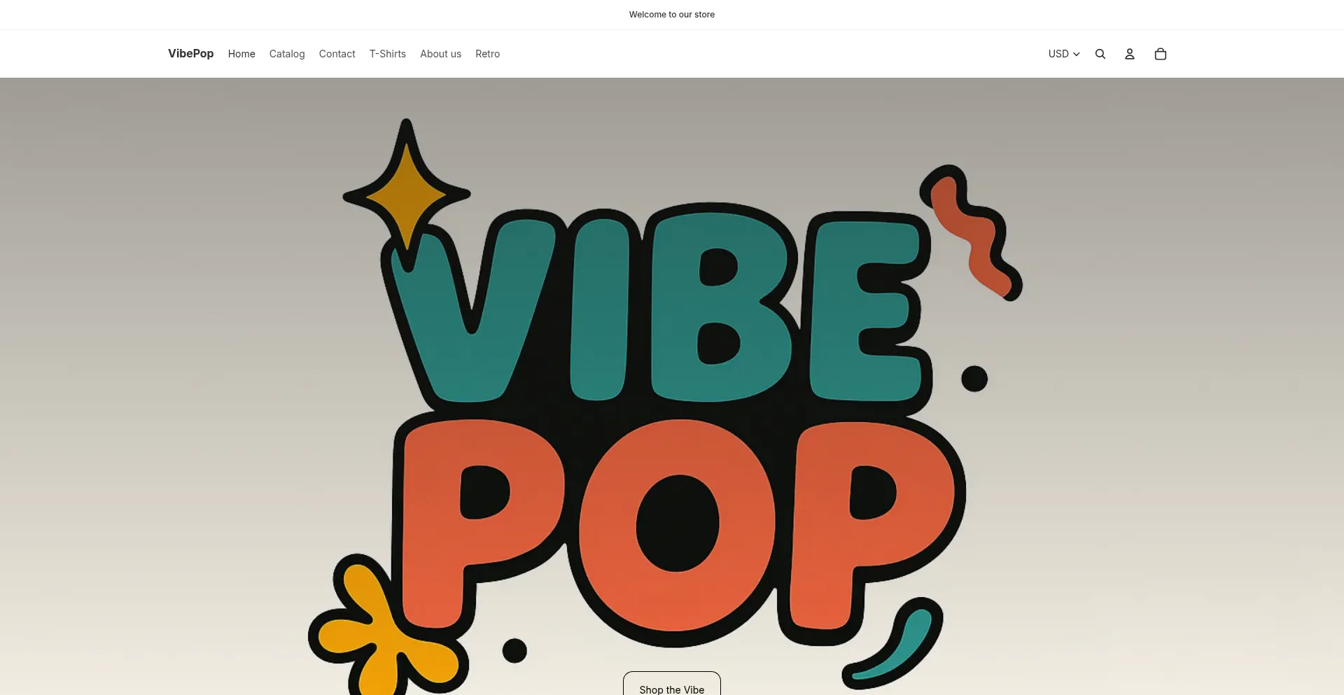 Website screenshot of Vibepop.store
