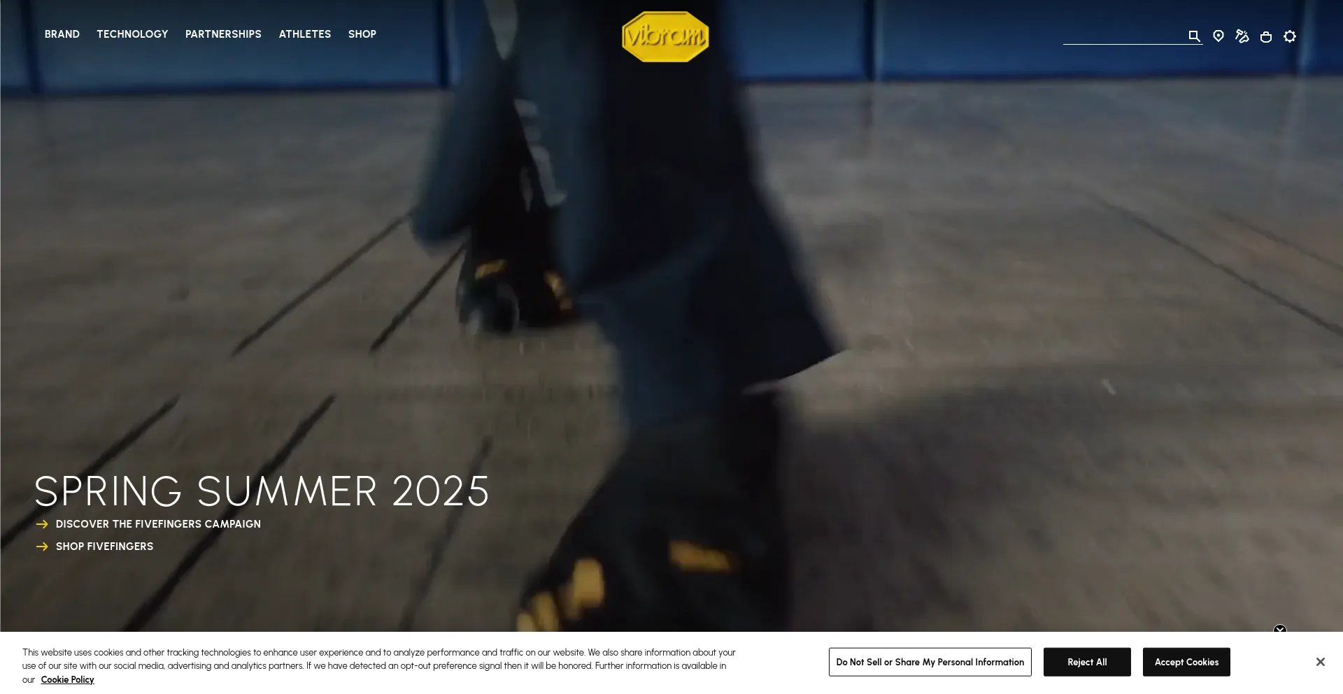 Website screenshot of Vibram.com