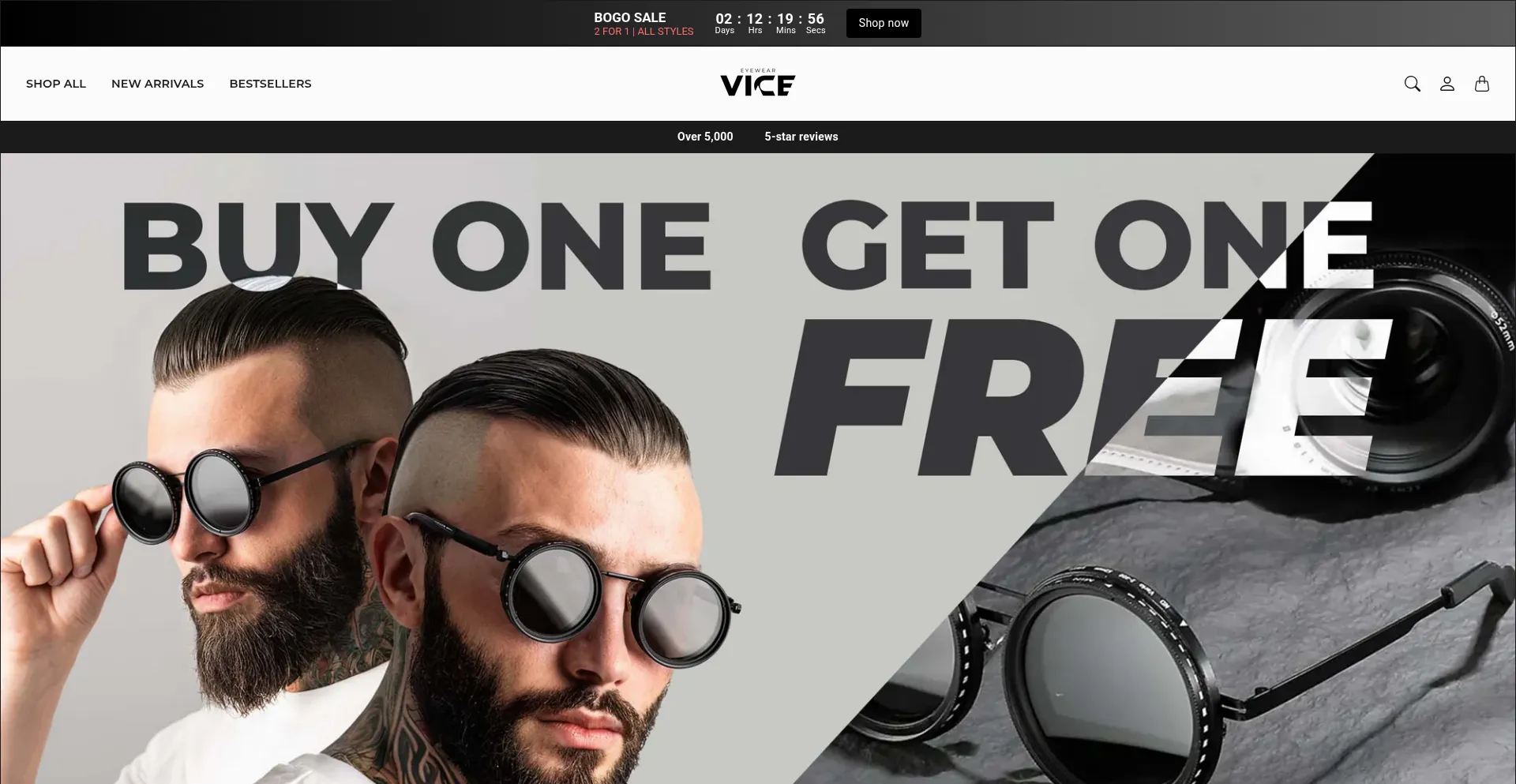 Website screenshot of Vice-sunglasses.com