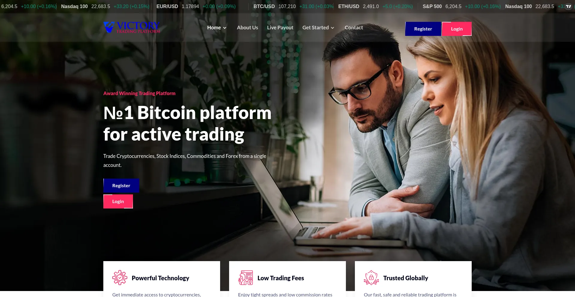 Website screenshot of Victorytradingplatform.com