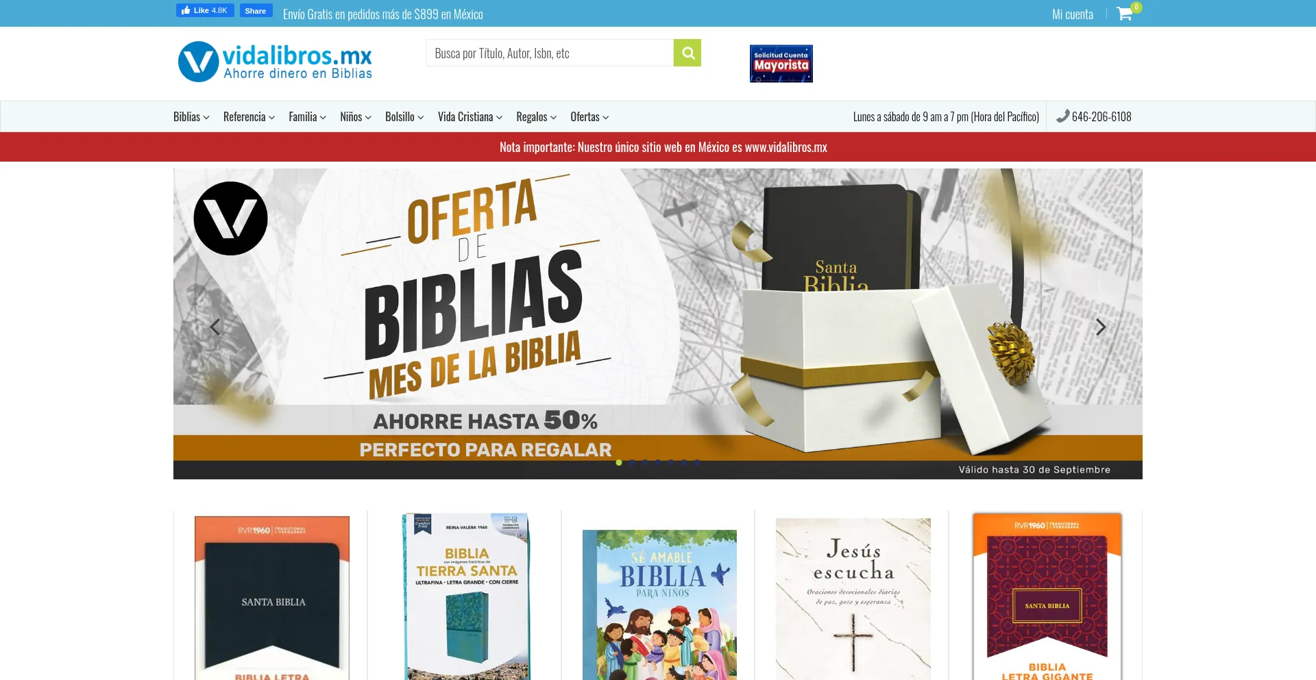 Website screenshot of Vidalibros.mx