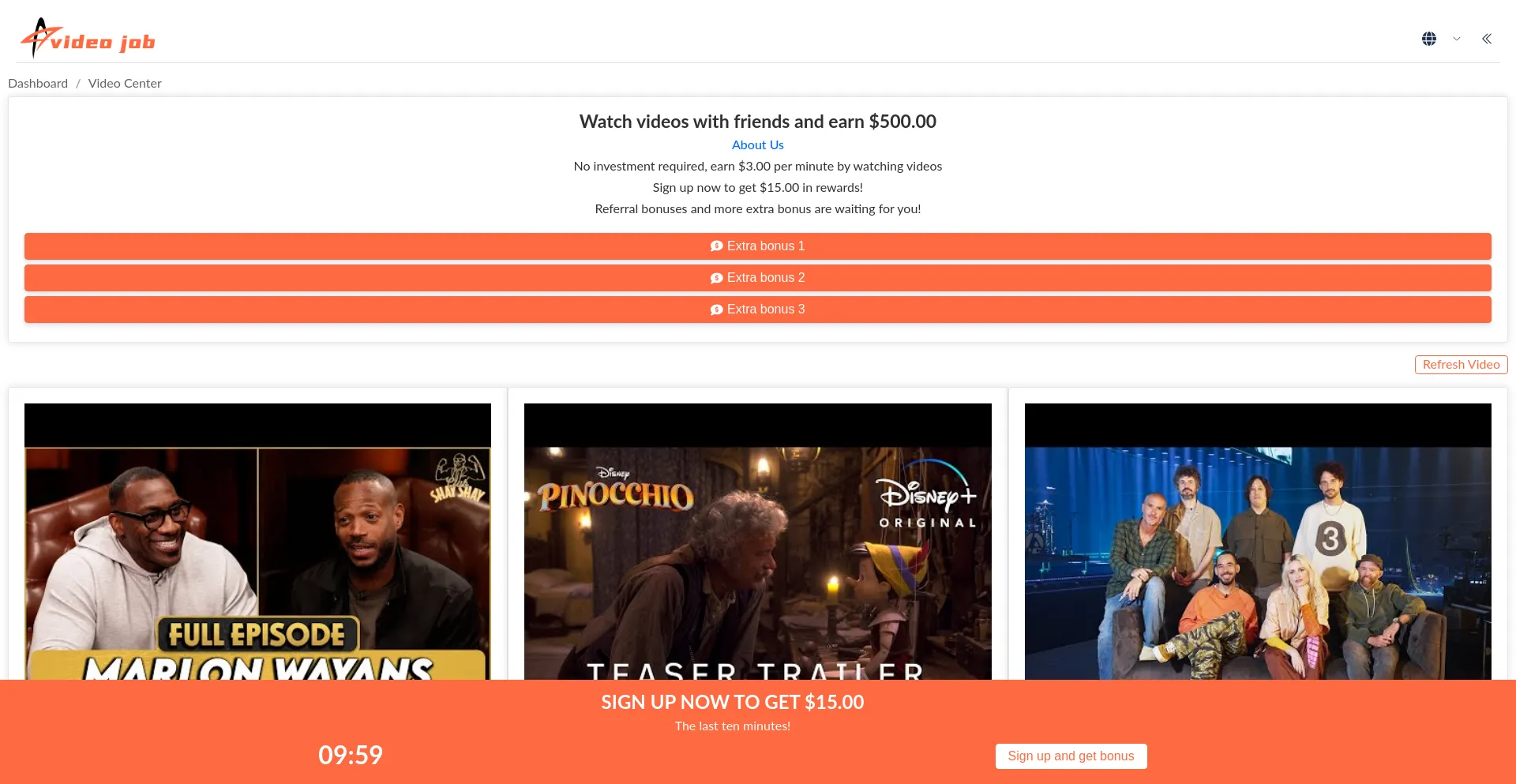 Website screenshot of Videocwbjob.top