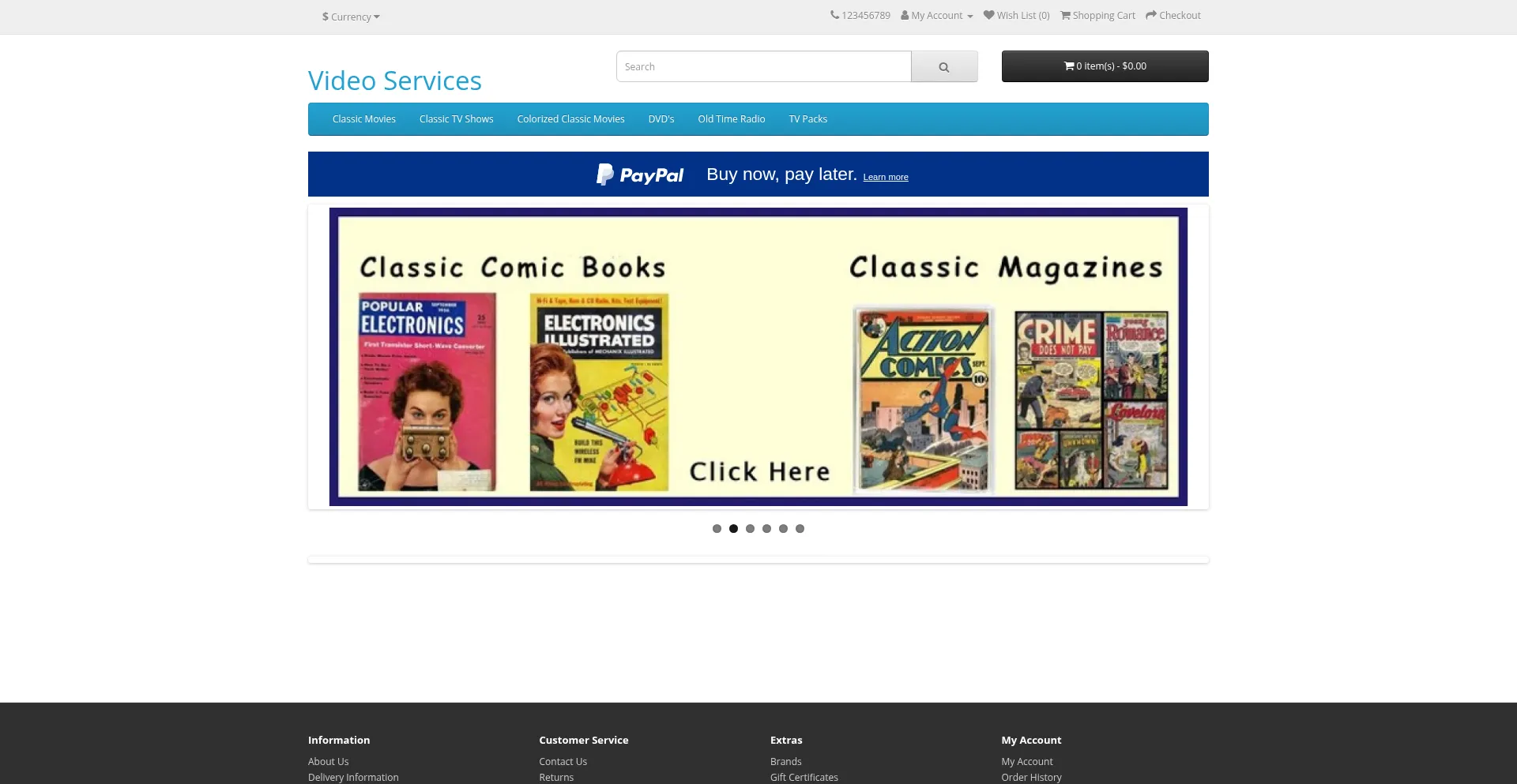 Website screenshot of Videoservice.us