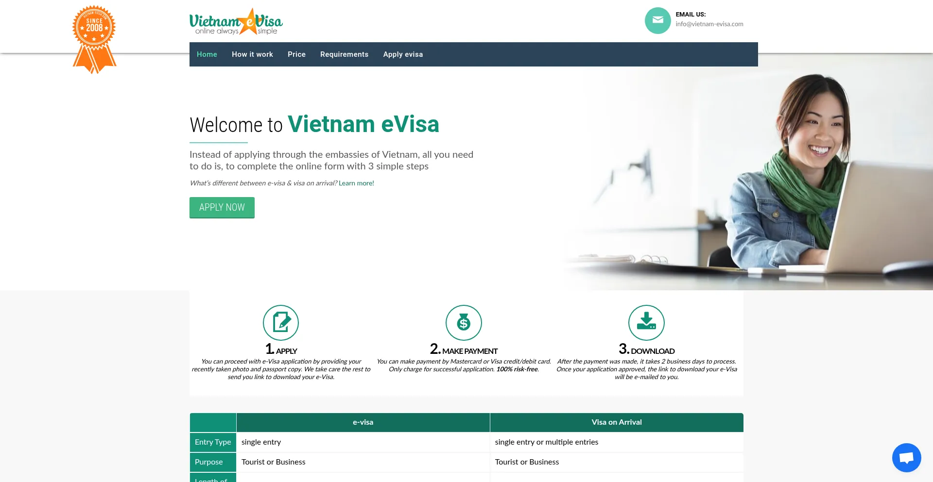 Website screenshot of Vietnam-evisa.com