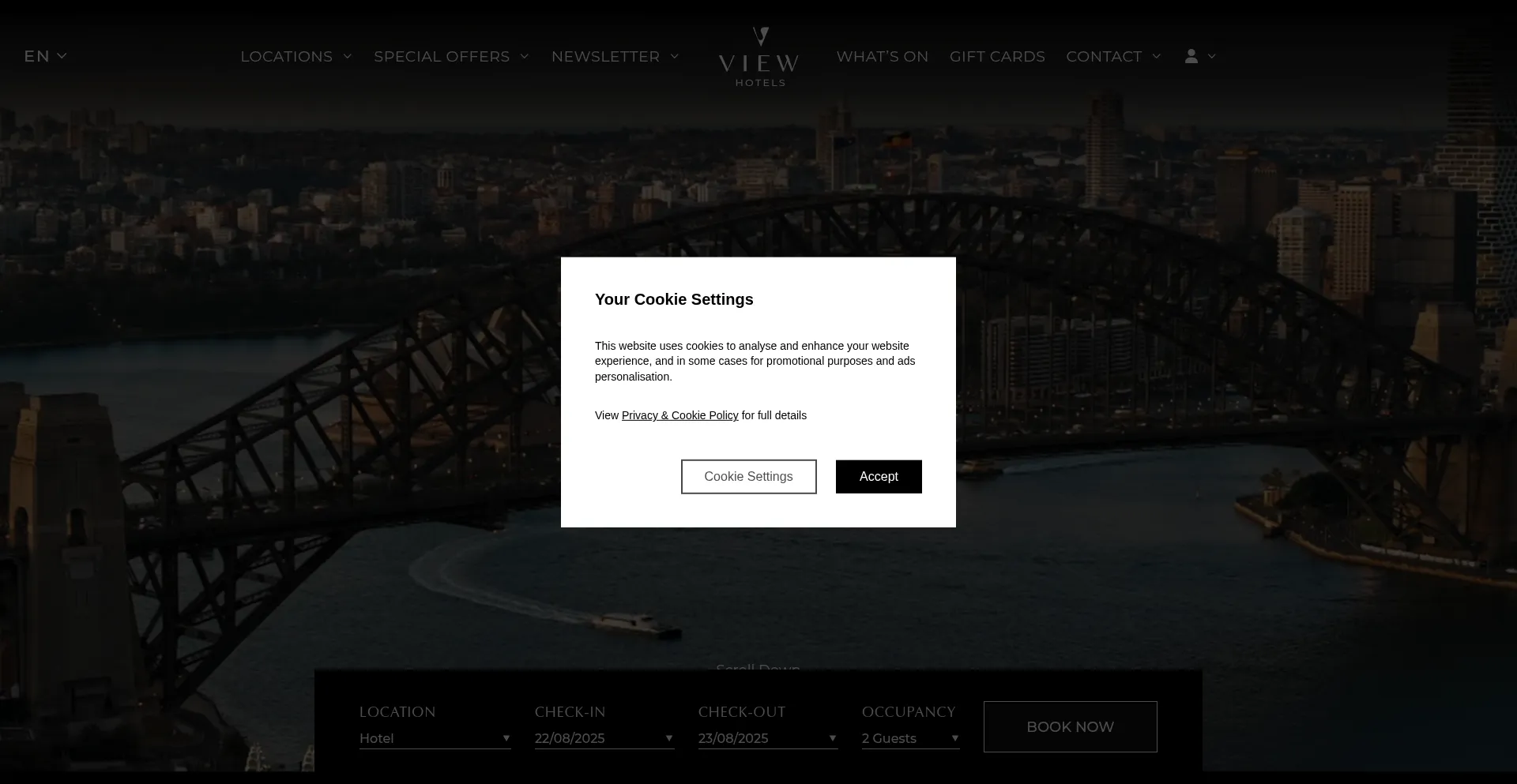Website screenshot of Viewhotels.com