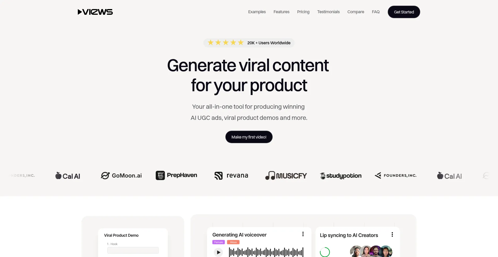 Website screenshot of Views.gg