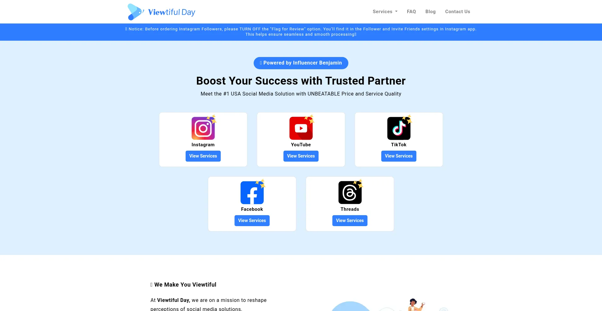 Website screenshot of Viewtifulday.com