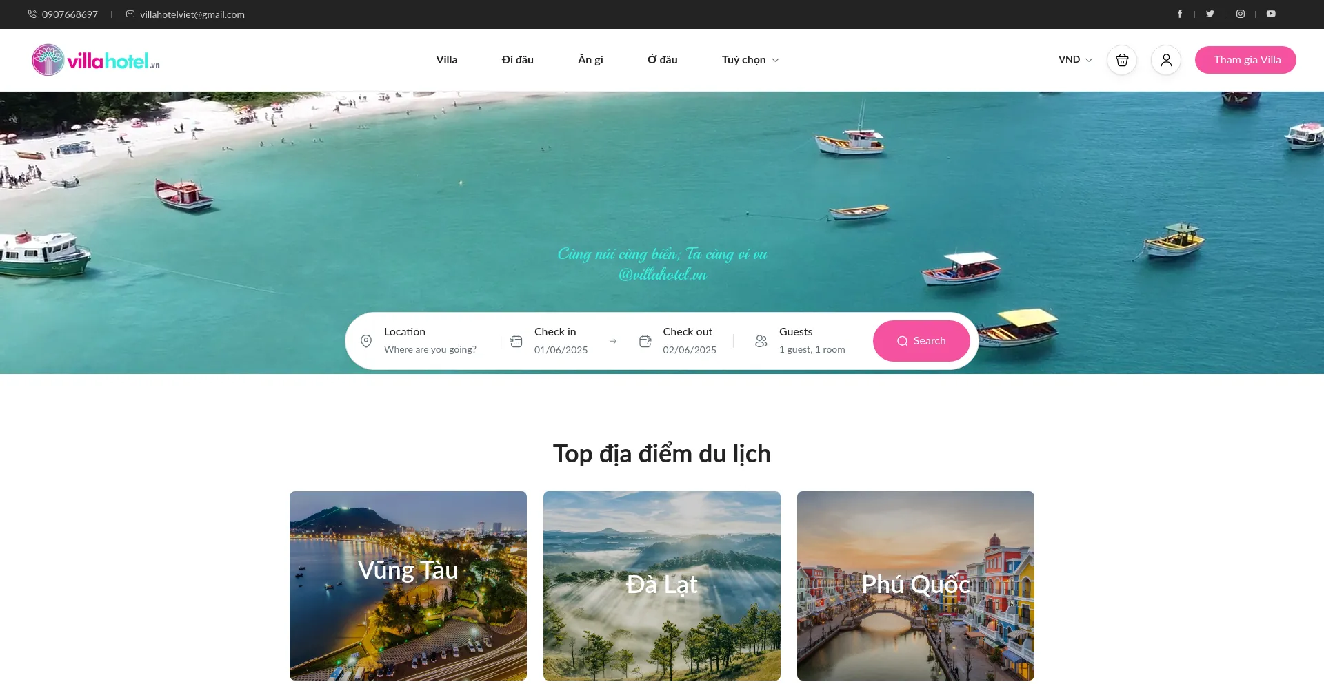 Website screenshot of Villahotel.vn
