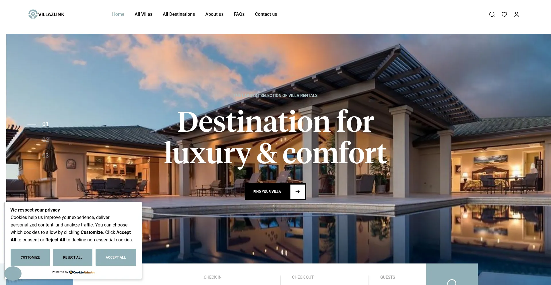 Website screenshot of Villazlink.com