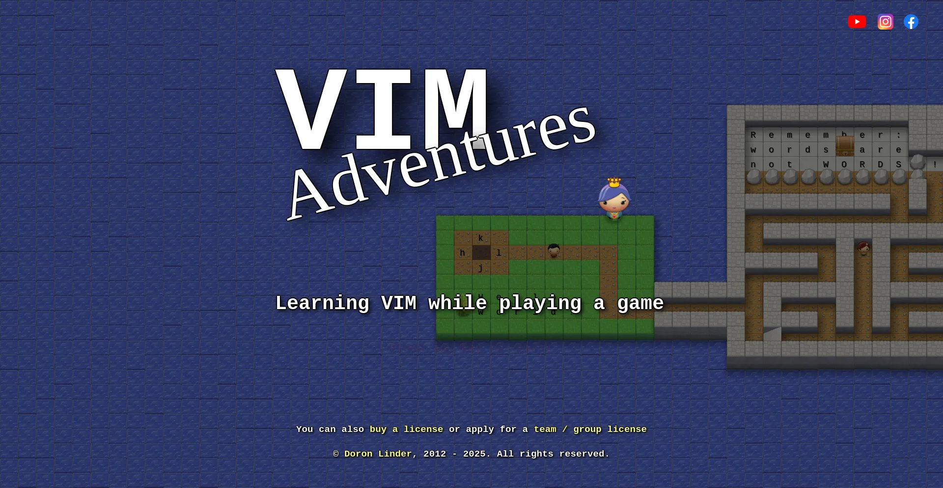 Website screenshot of Vim-adventures.com