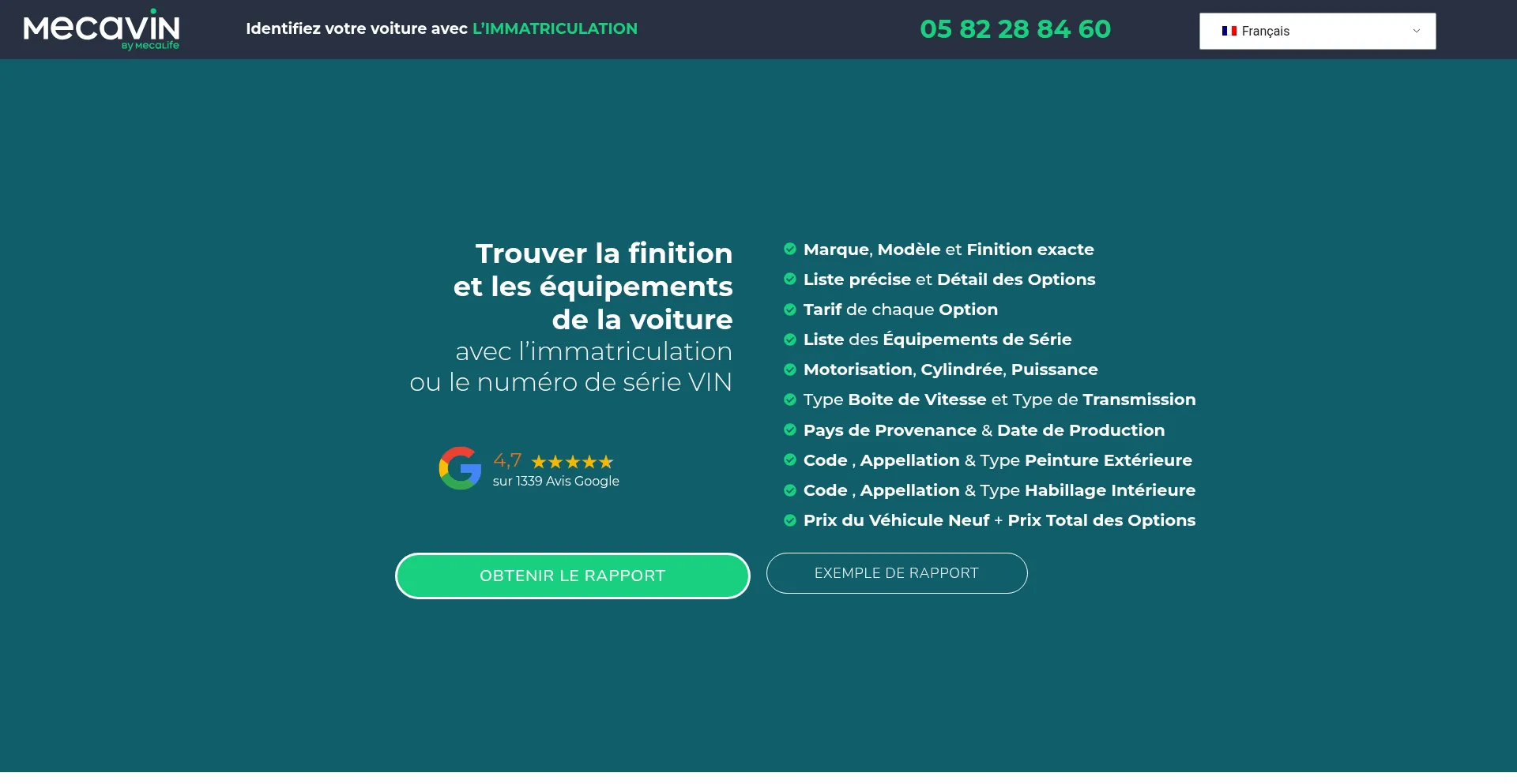 Website screenshot of Vin.mecalife.com