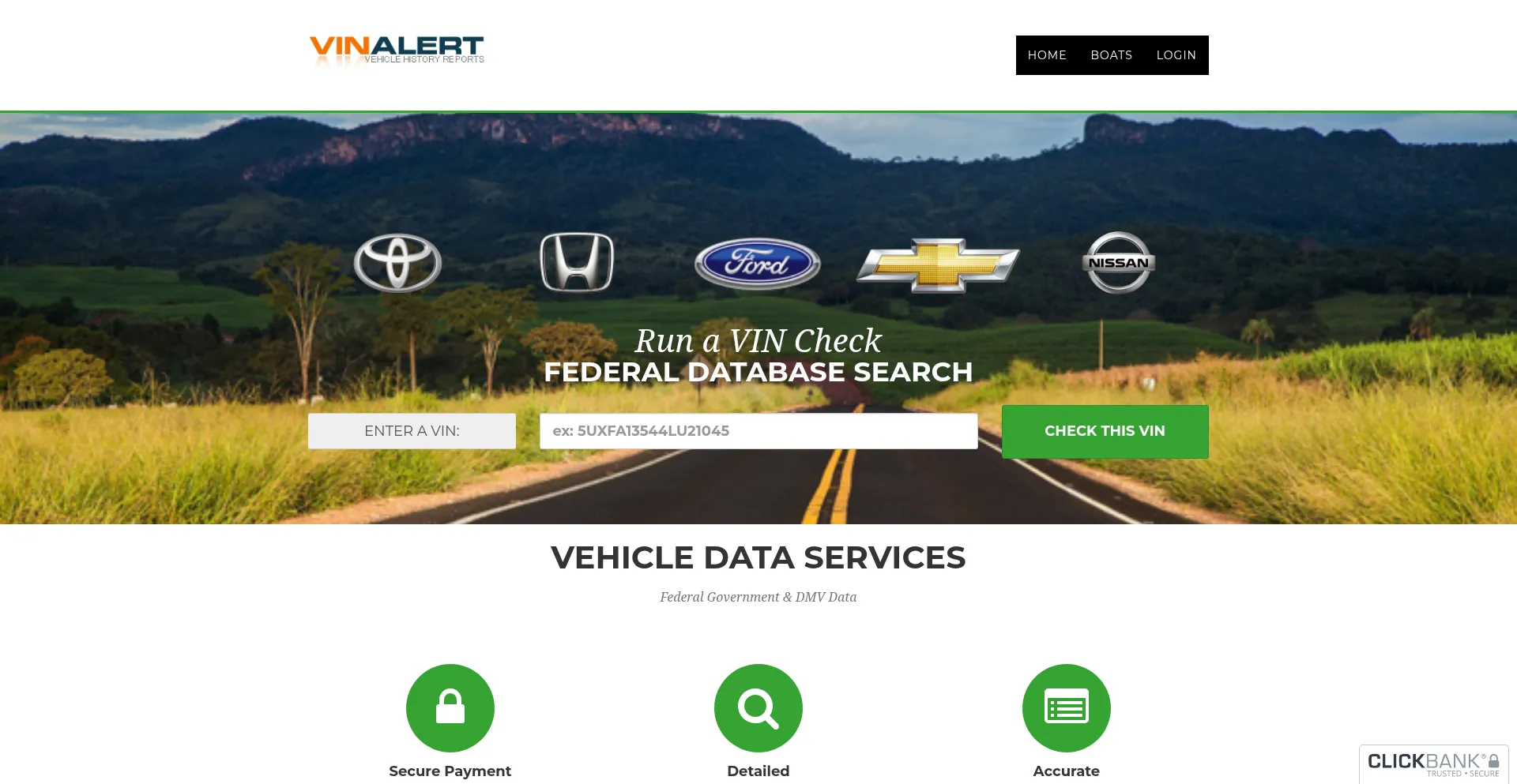 Website screenshot of Vinalert.com