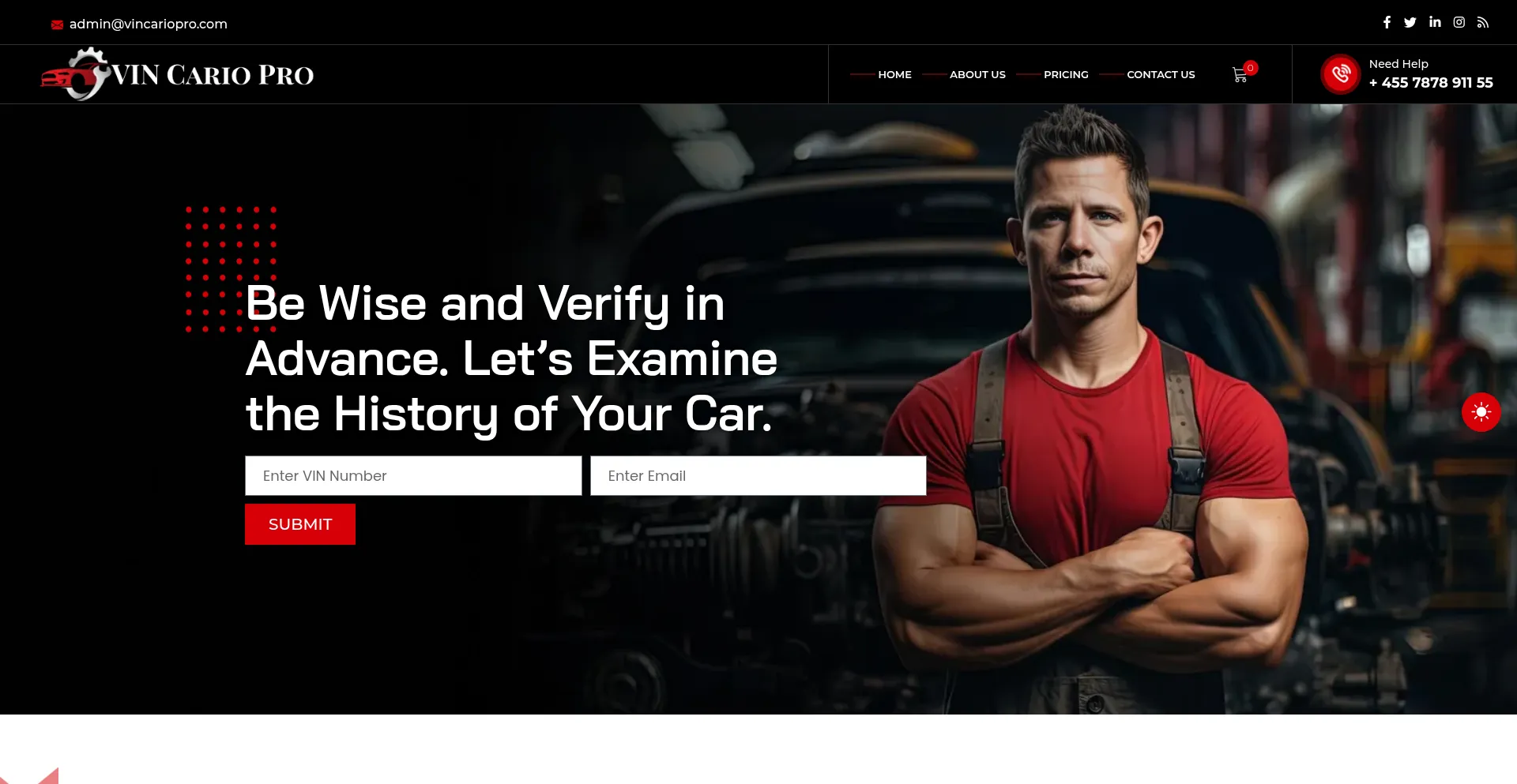 Website screenshot of Vincariopro.com