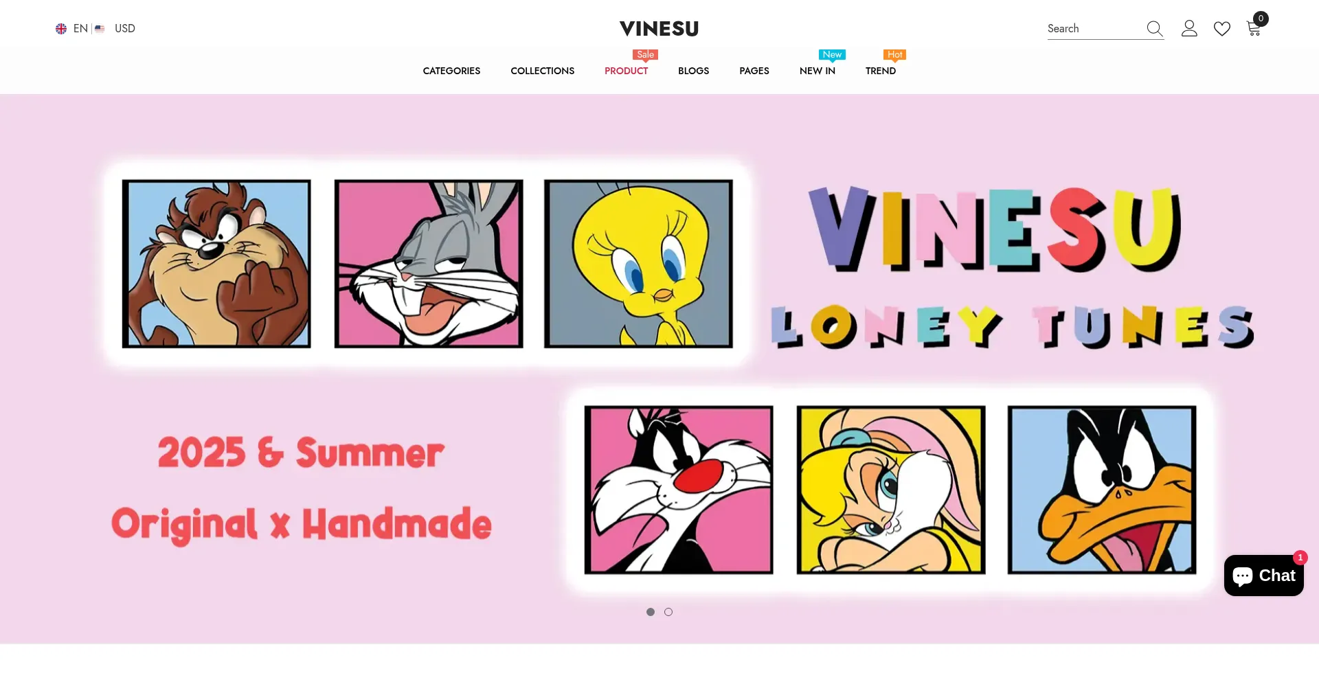 Website screenshot of Vinesu.com