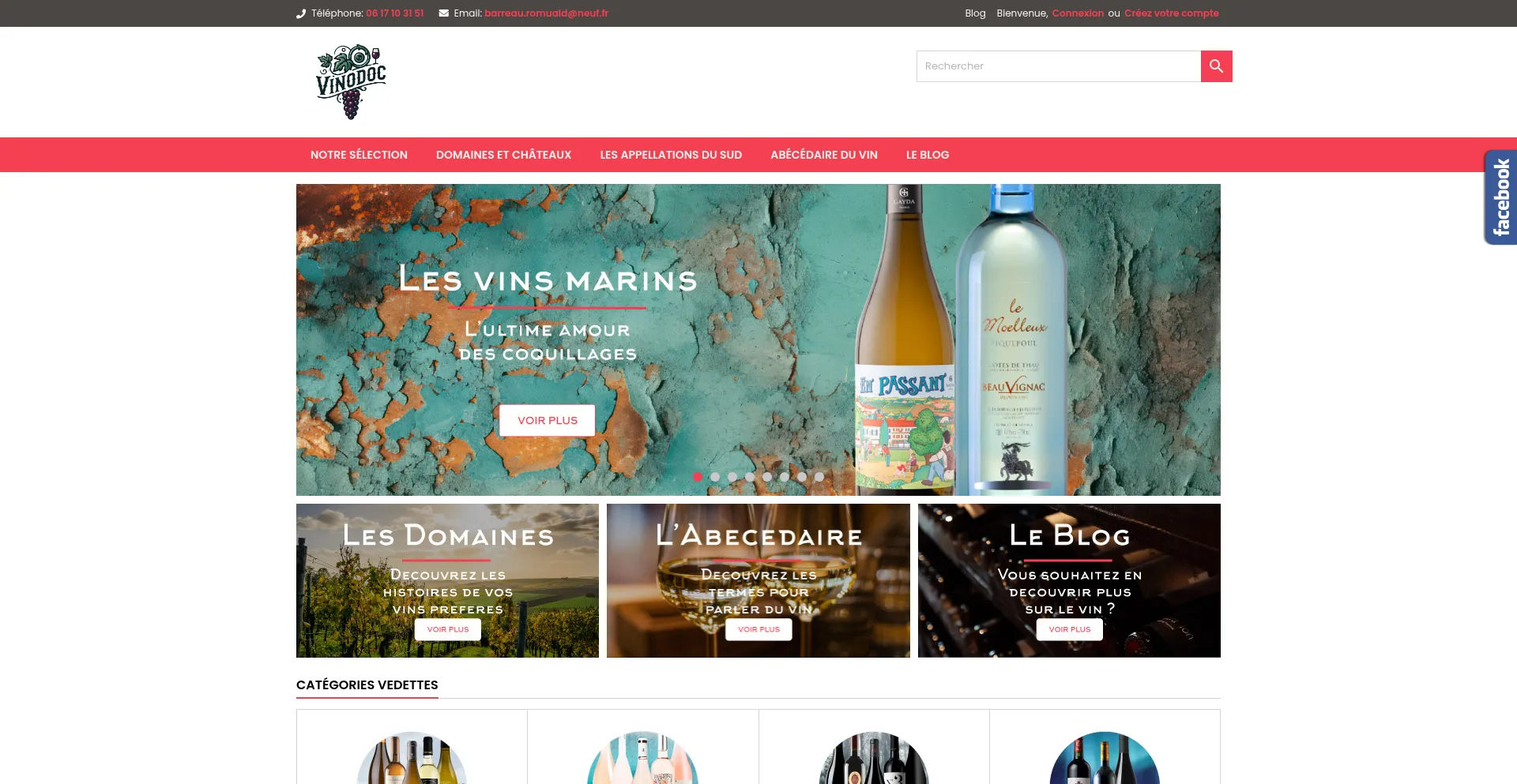 Website screenshot of Vinodoc.fr