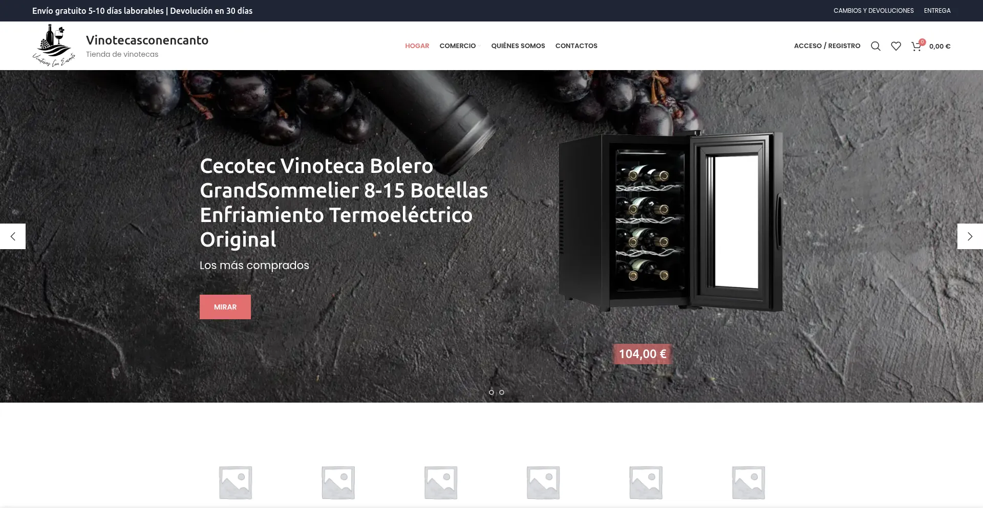 Website screenshot of Vinotecasconencanto.es