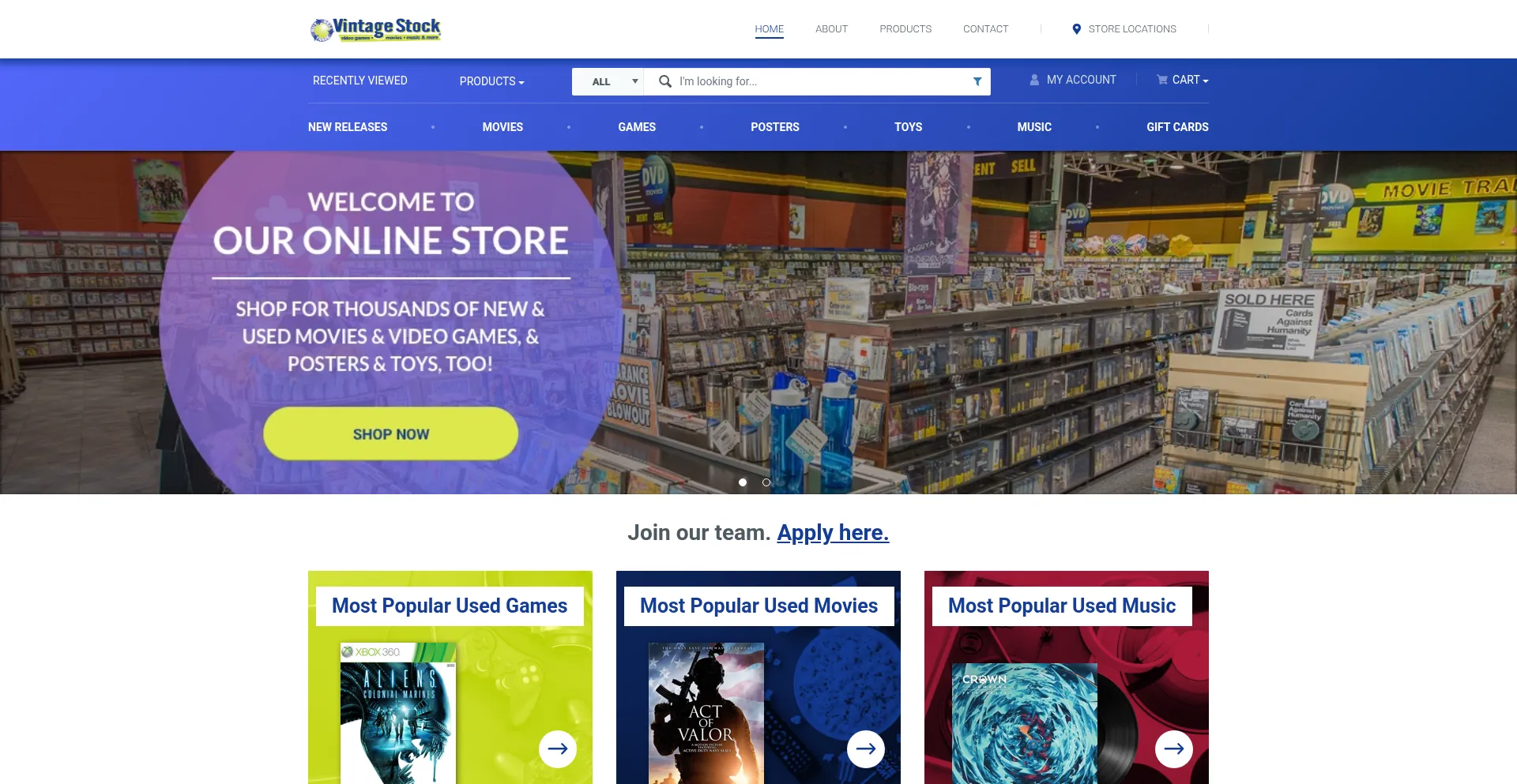 Website screenshot of Vintagestock.com