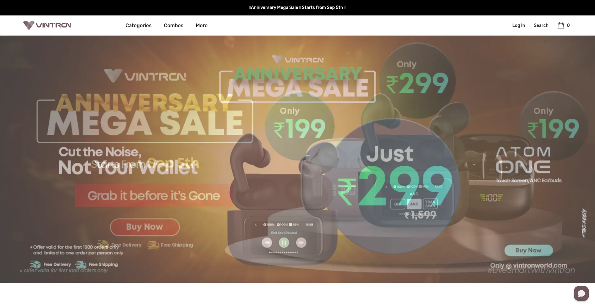 Website screenshot of Vintronworld.com
