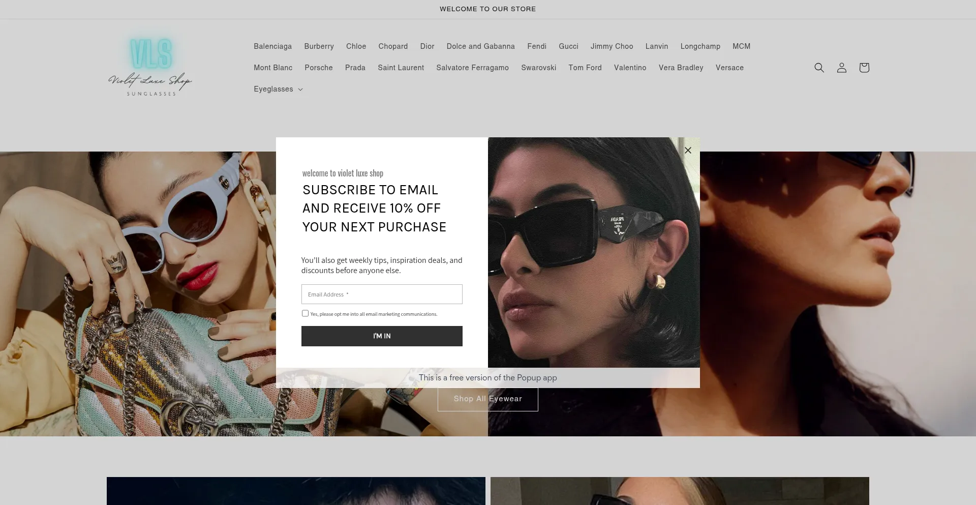 Website screenshot of Violetluxeshop.com