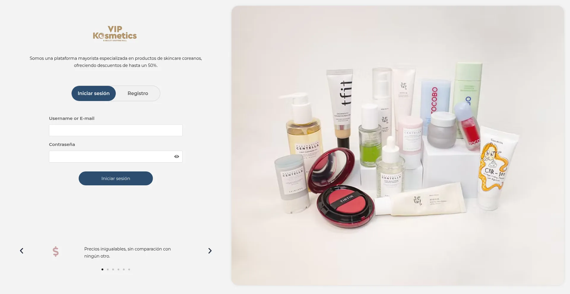 Website screenshot of Vipkosmetics.mx
