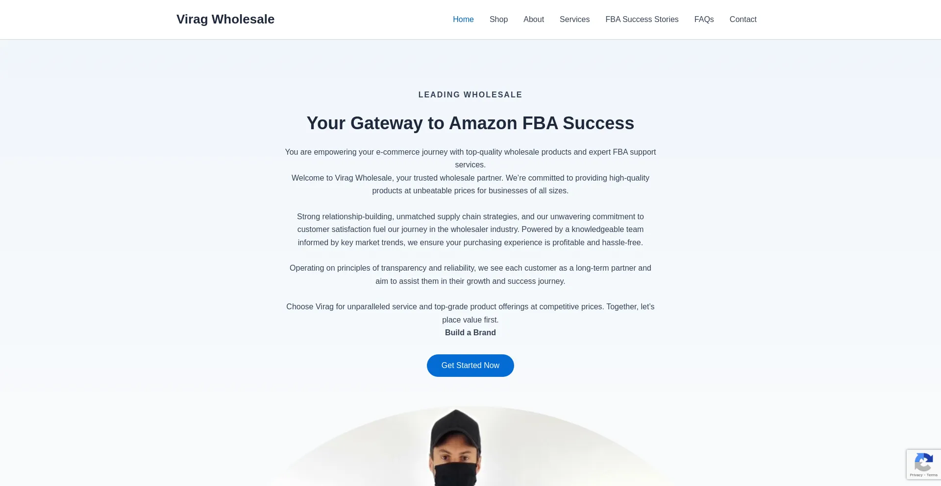 Website screenshot of Viragwholesale.com