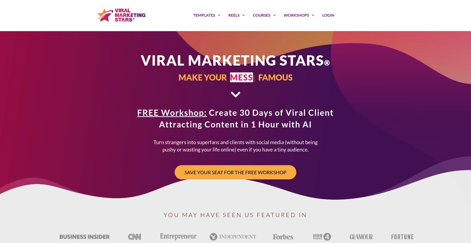 Website screenshot of Viralmarketingstars.com