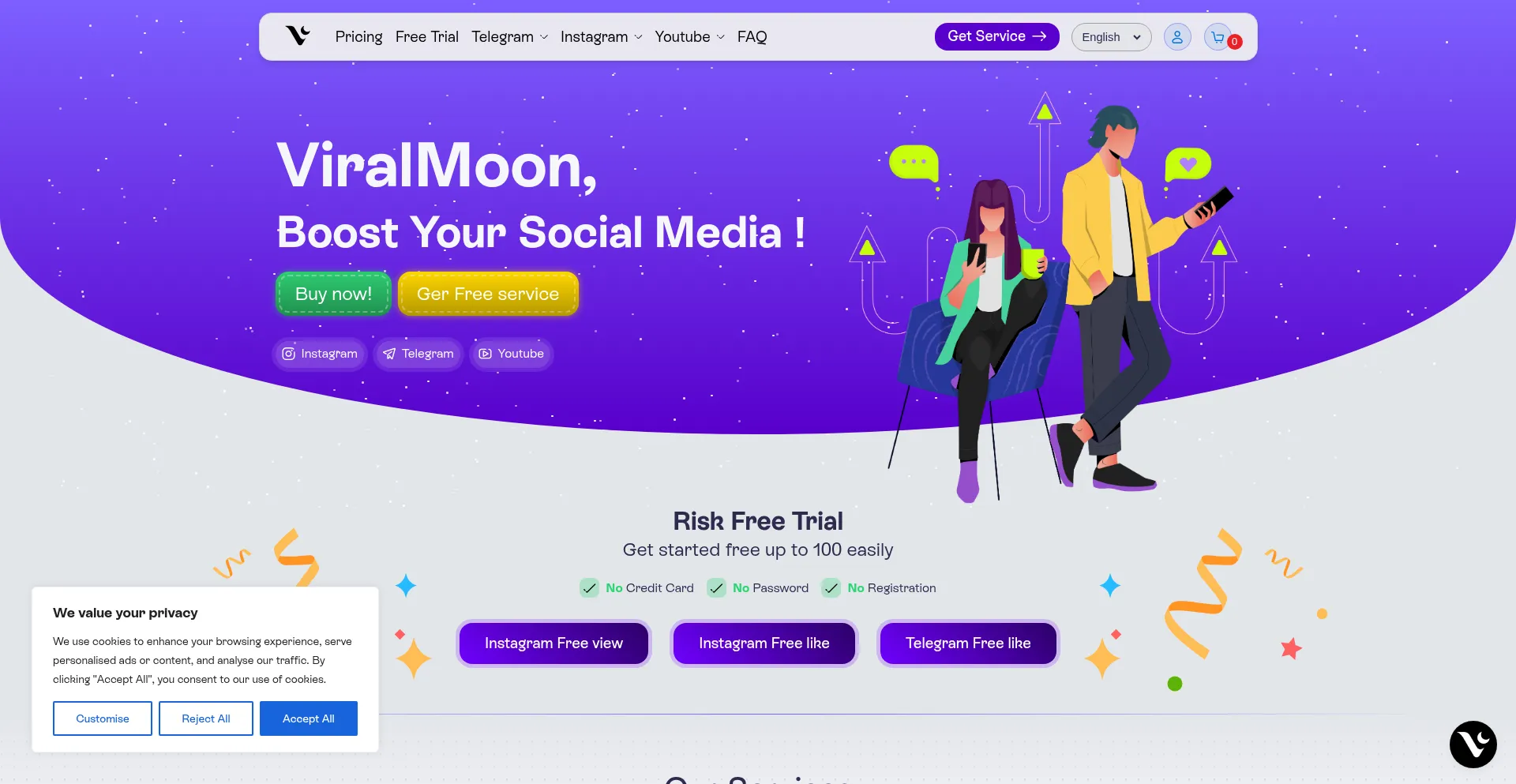 Website screenshot of Viralmoon.shop