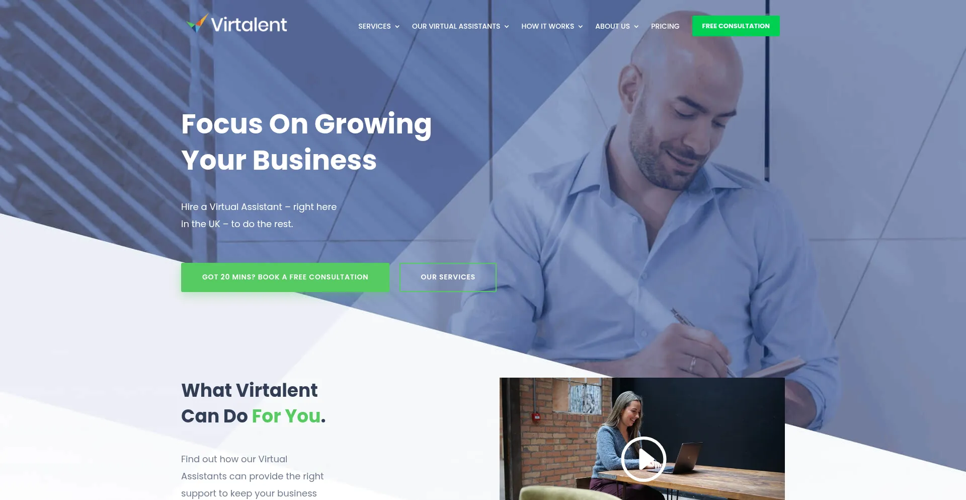 Website screenshot of Virtalent.com