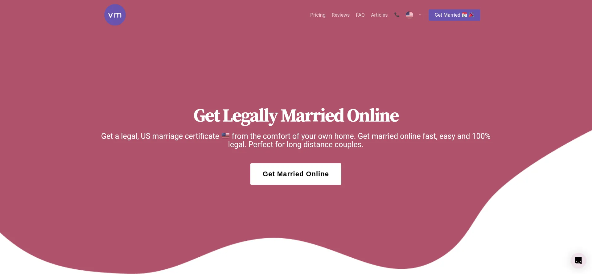 Website screenshot of Virtualmarriage.com
