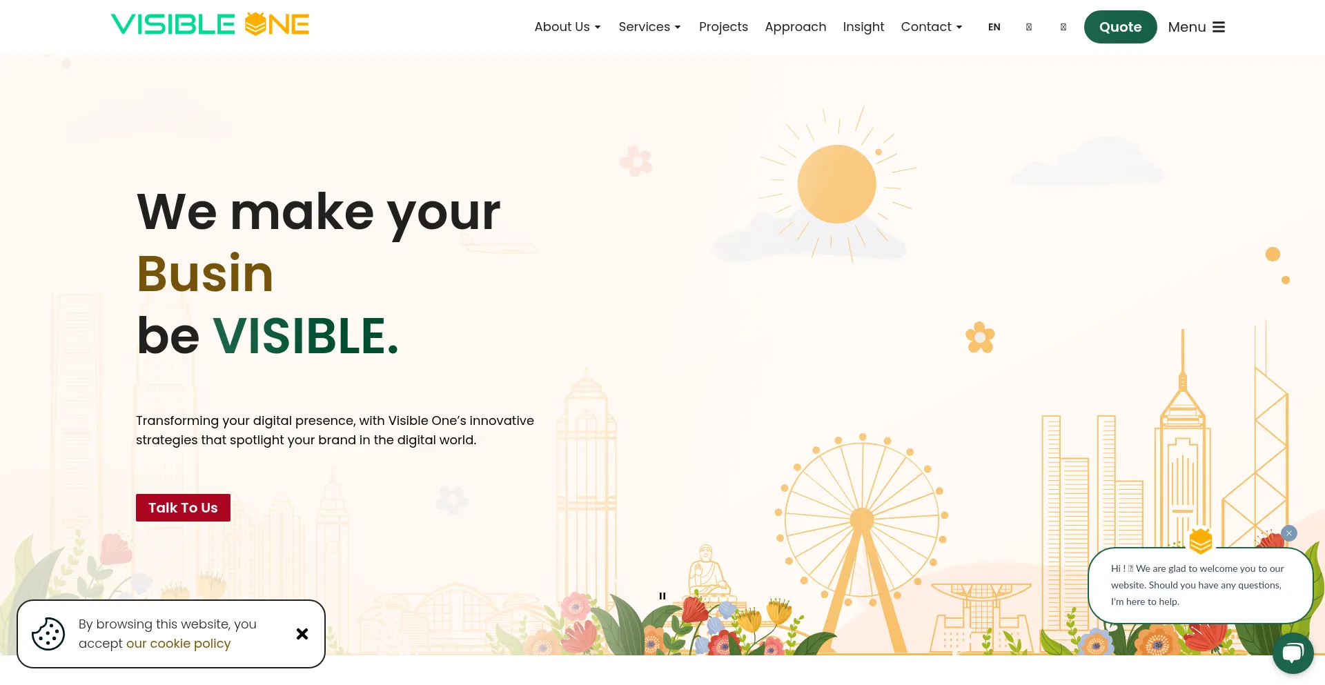 Website screenshot of Visibleone.com.hk