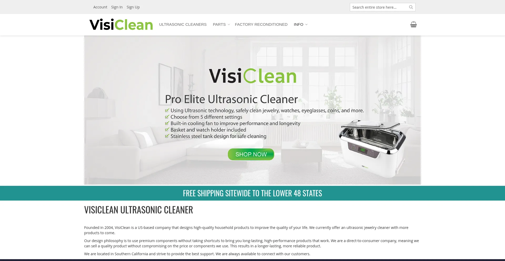 Website screenshot of Visiclean.co