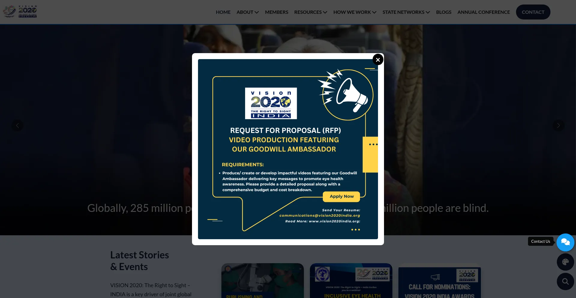Website screenshot of Vision2020india.org