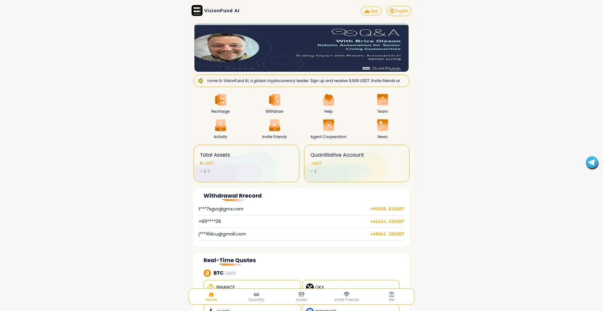 Website screenshot of Visionfundai.com