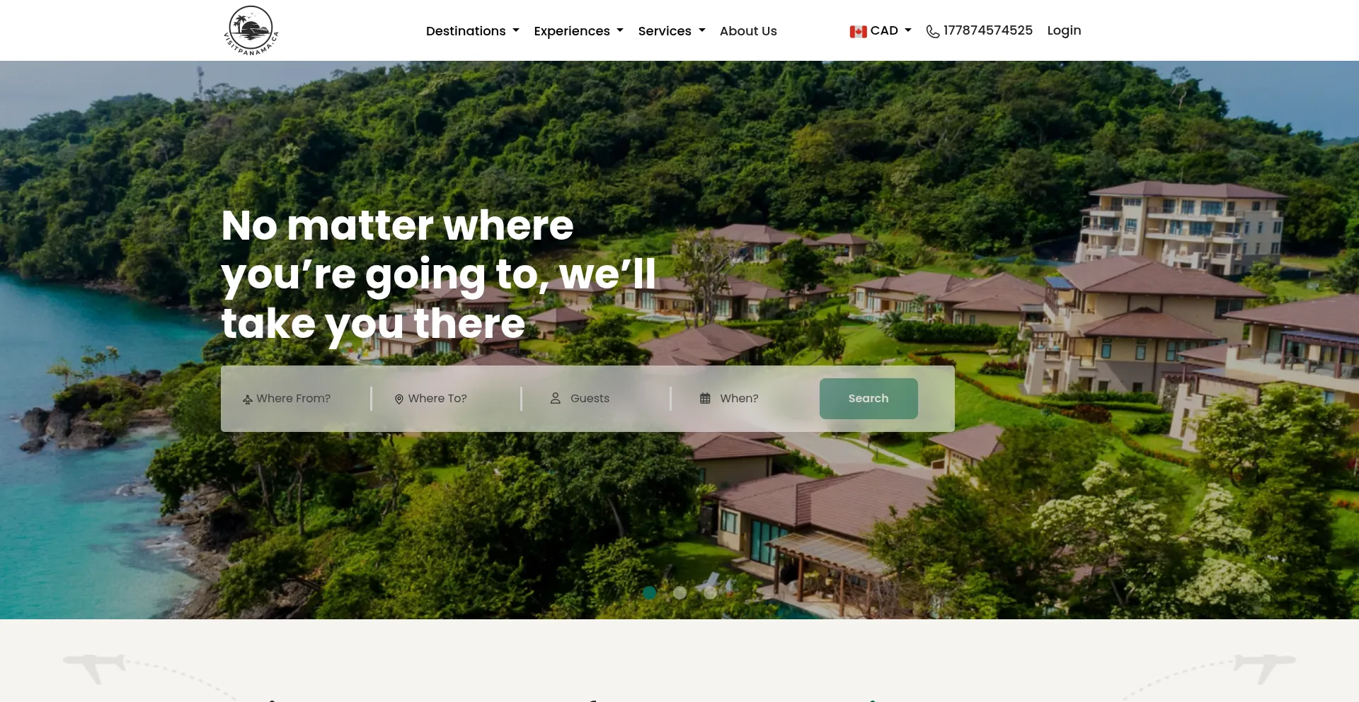 Website screenshot of Visitpanama.ca