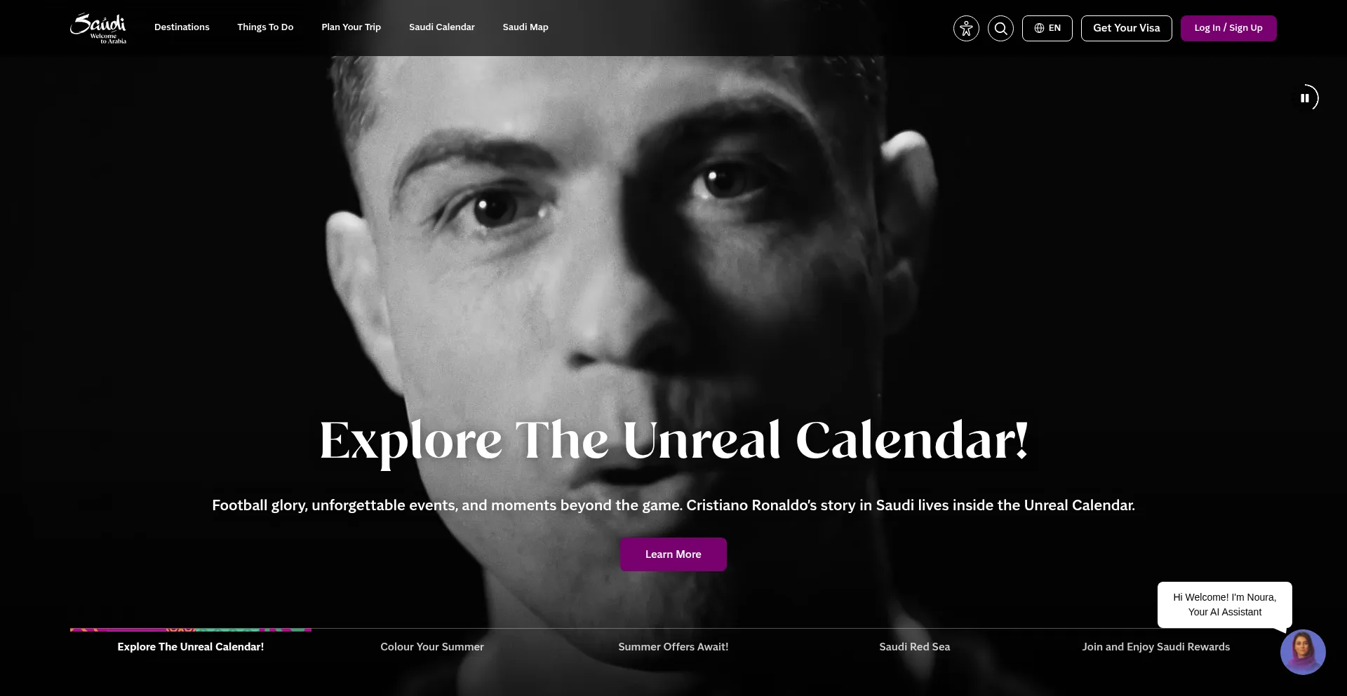 Website screenshot of Visitsaudi.com