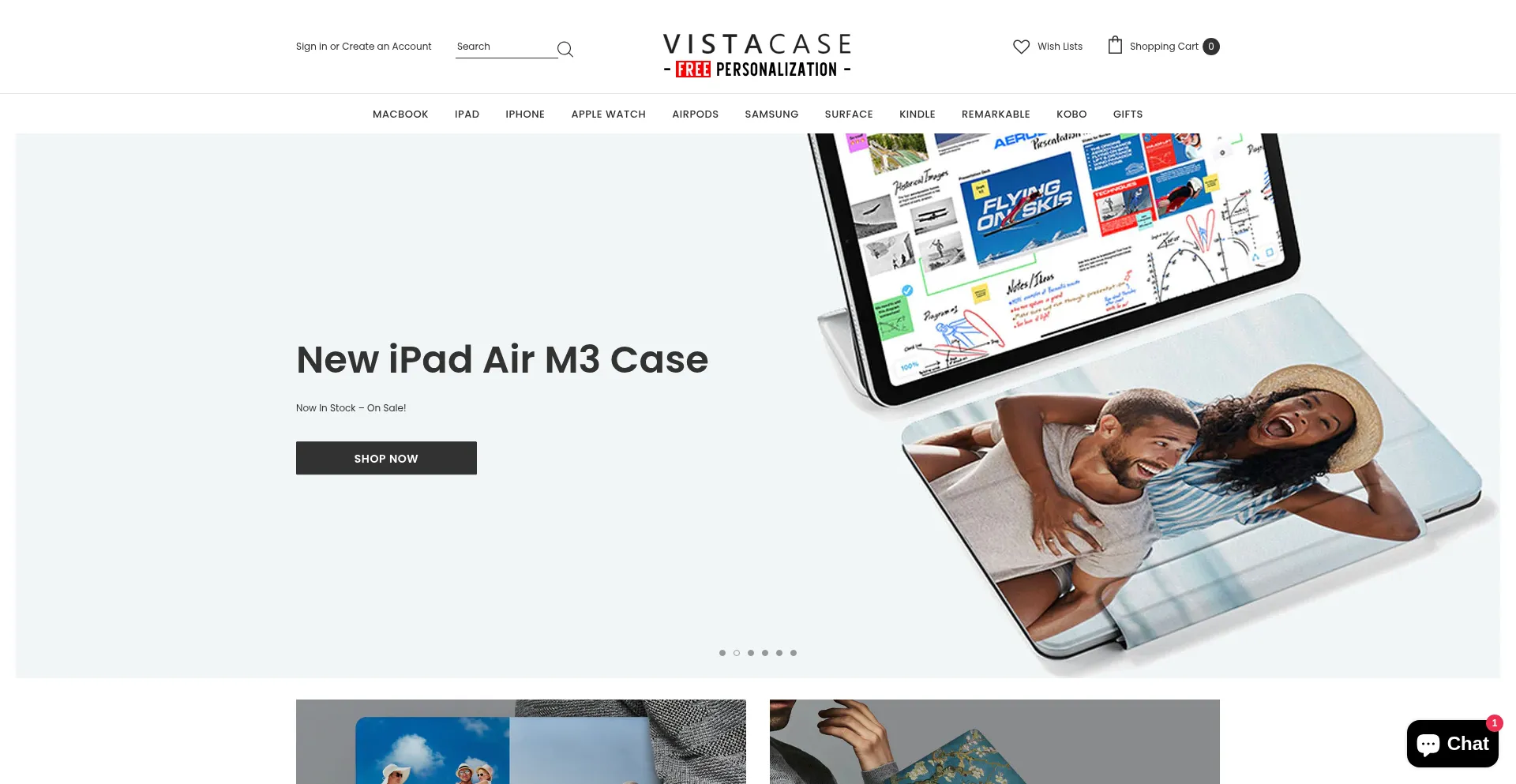 Website screenshot of Vistacase.com.au