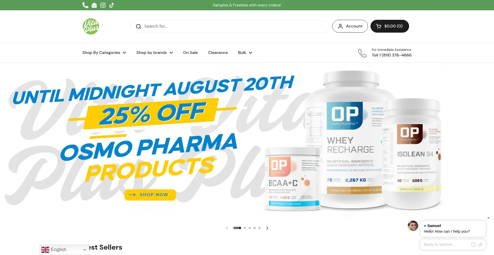 Website screenshot of Vita-plus.ca