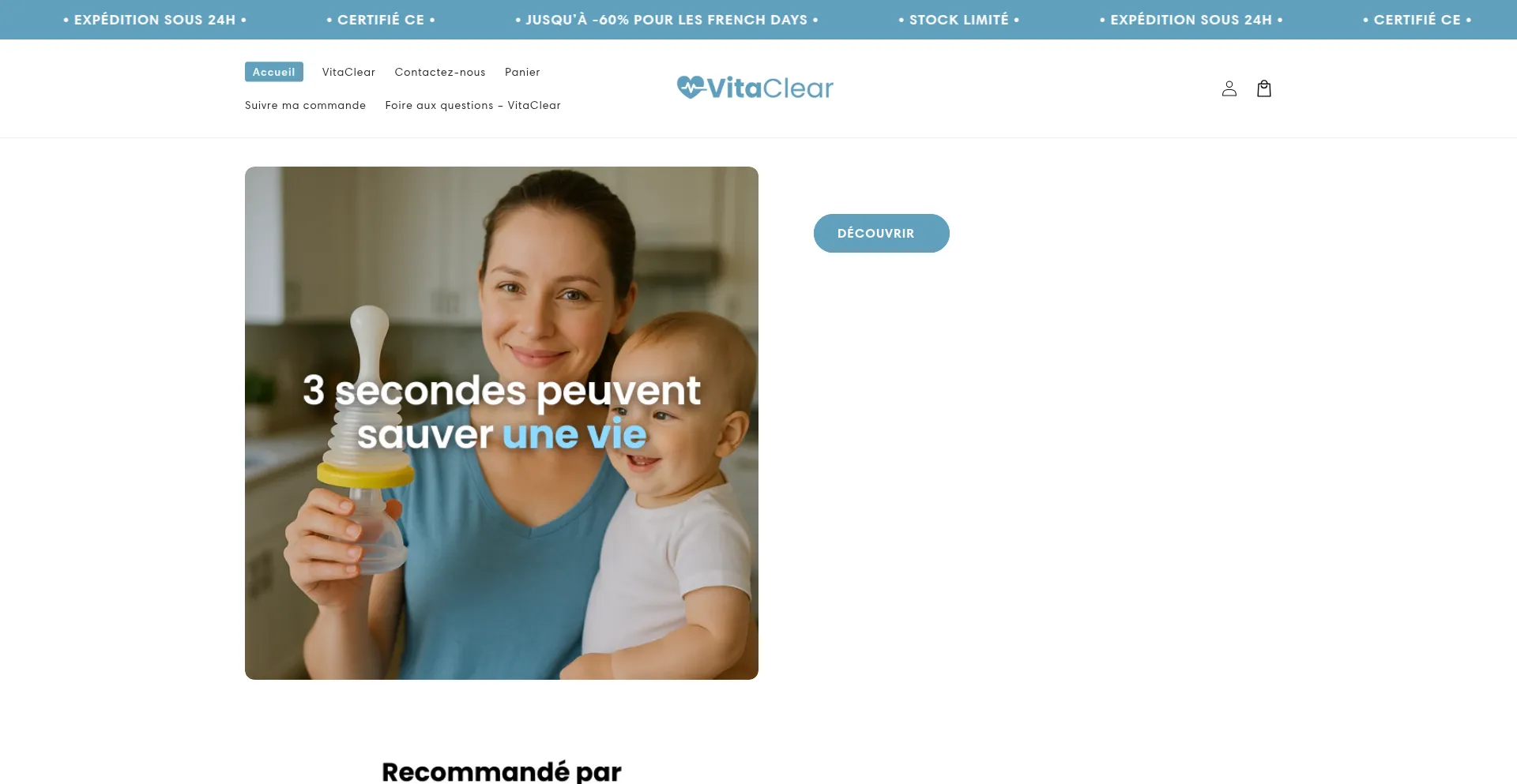 Website screenshot of Vitaclearfrance.com
