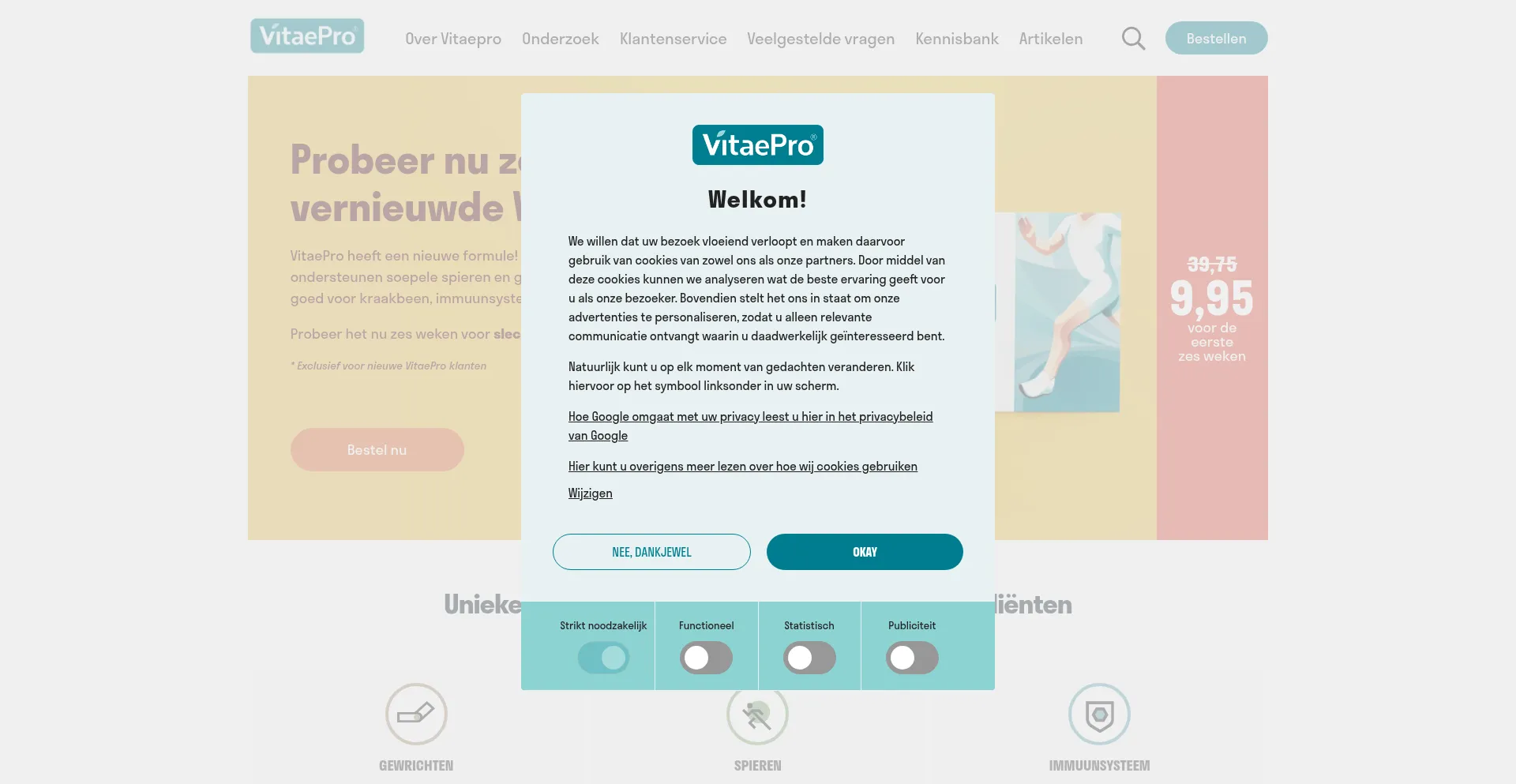Website screenshot of Vitaepro.nl