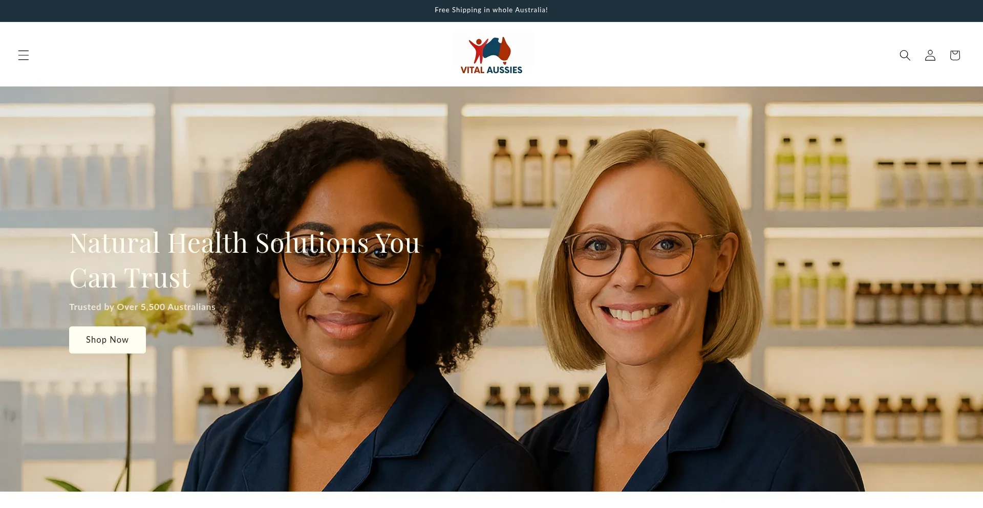 Website screenshot of Vitalaussies.com