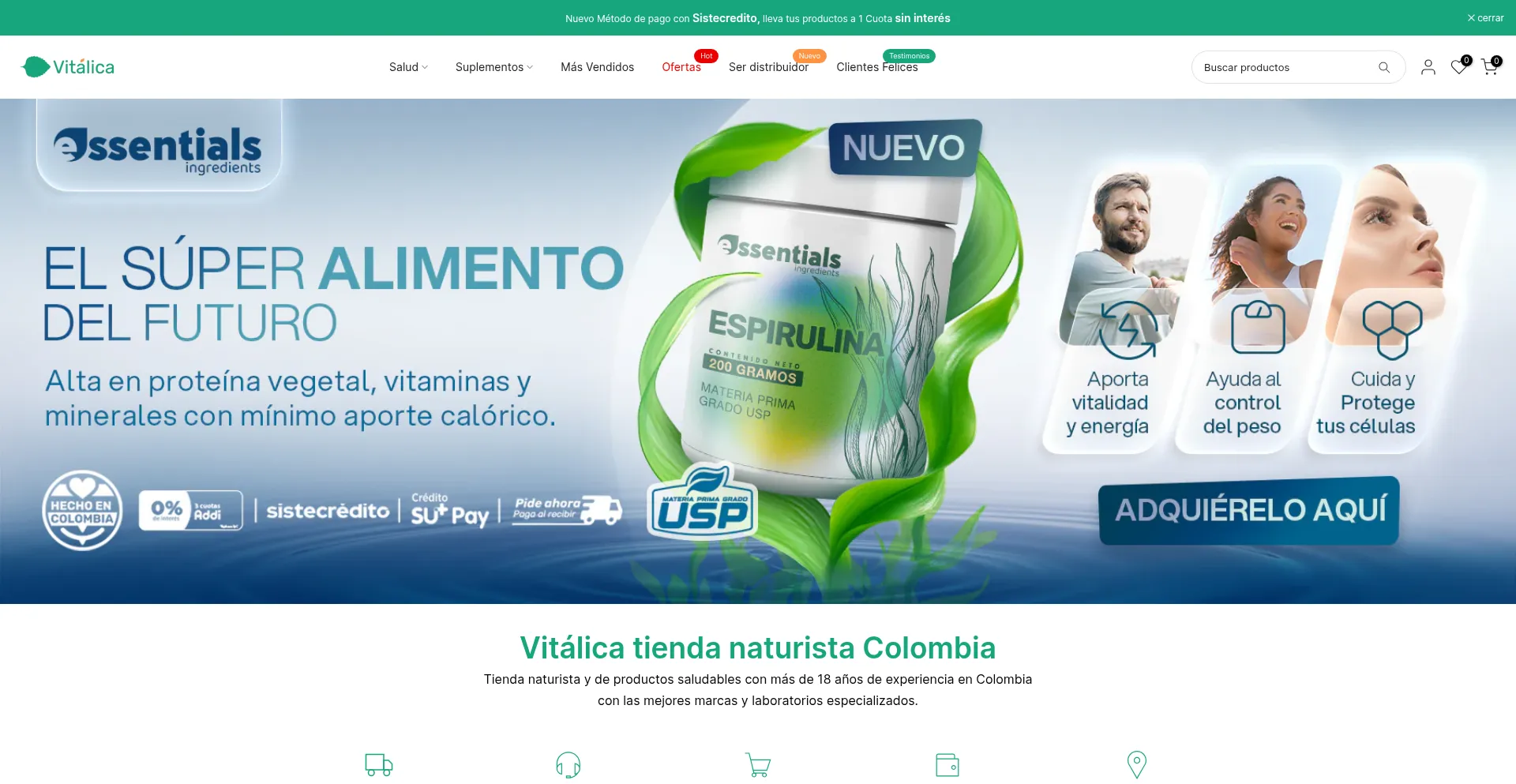 Website screenshot of Vitalica.com.co