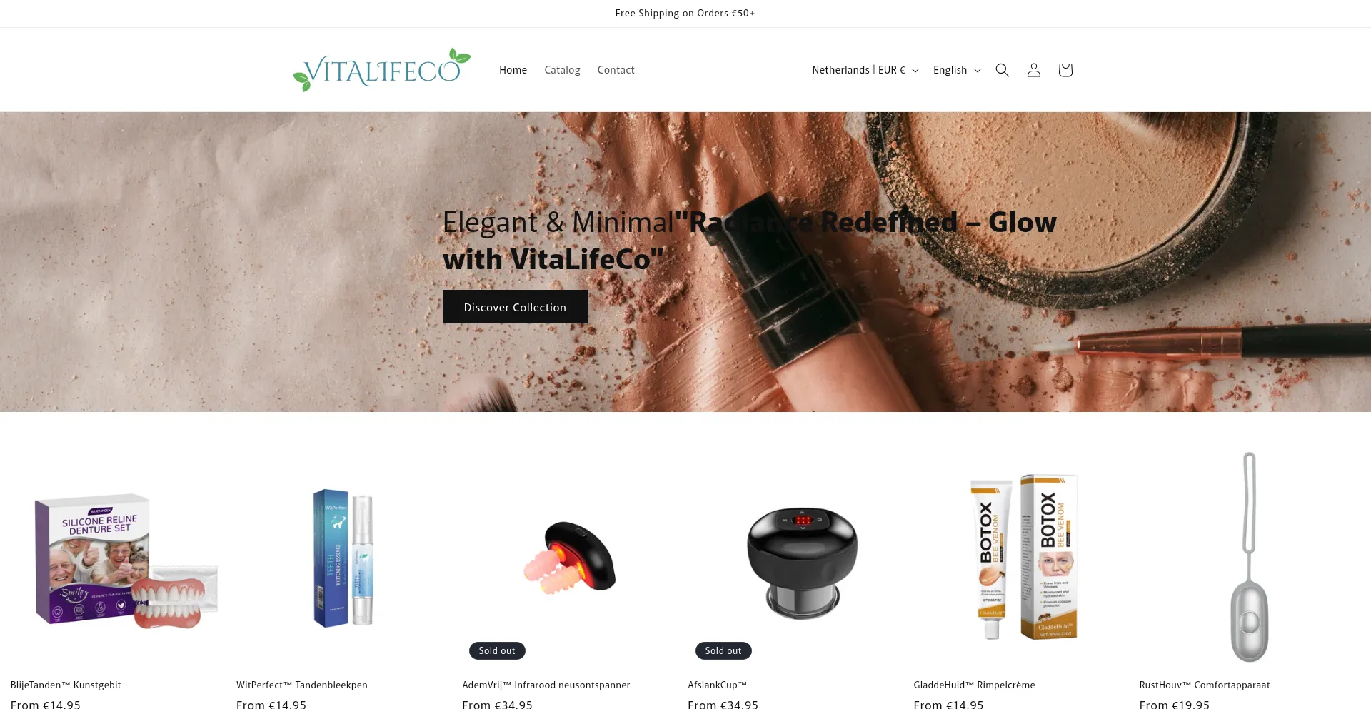Website screenshot of Vitalifeco.com