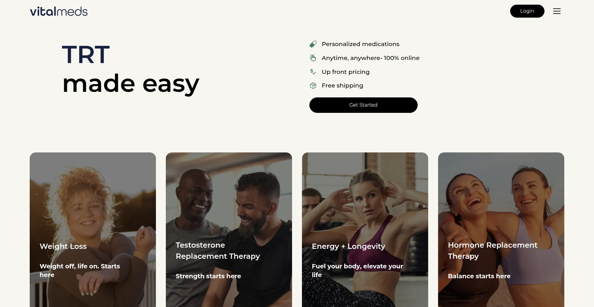 Website screenshot of Vitalmeds.com