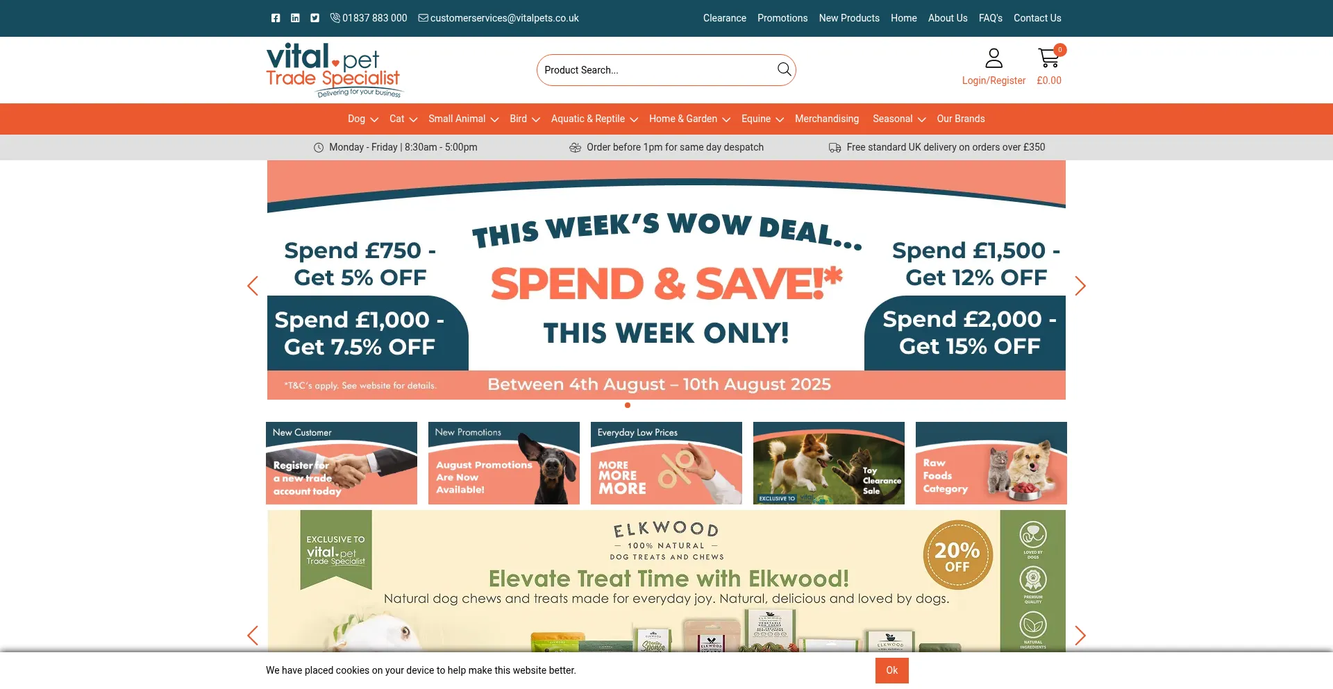 Website screenshot of Vitalpetproducts.co.uk