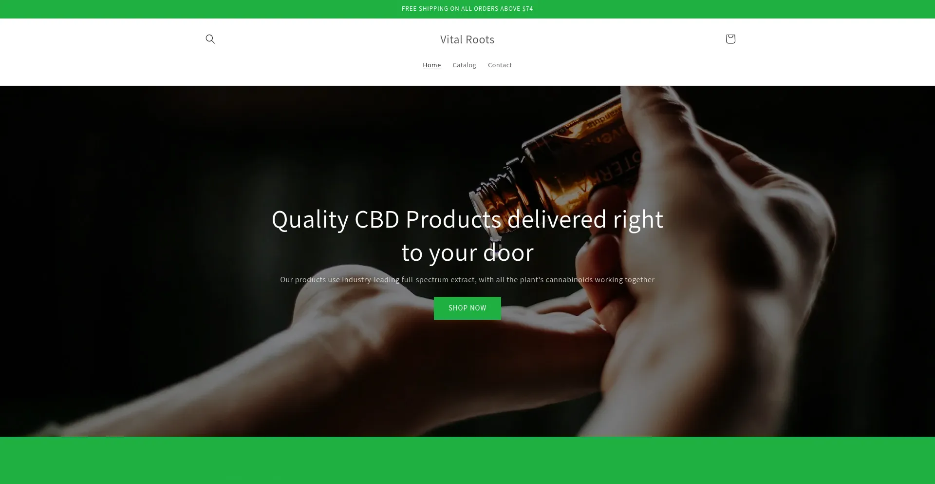 Website screenshot of Vitalroots.com