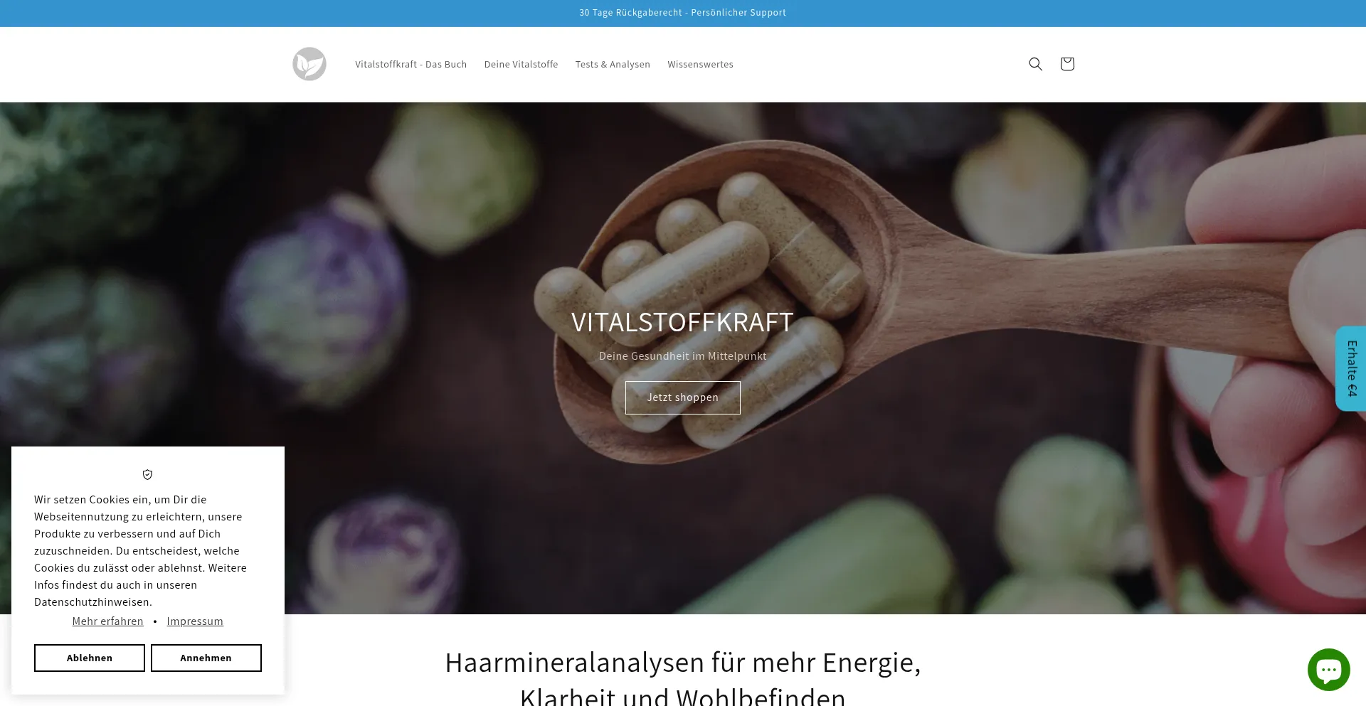 Website screenshot of Vitalstoffkraft.de