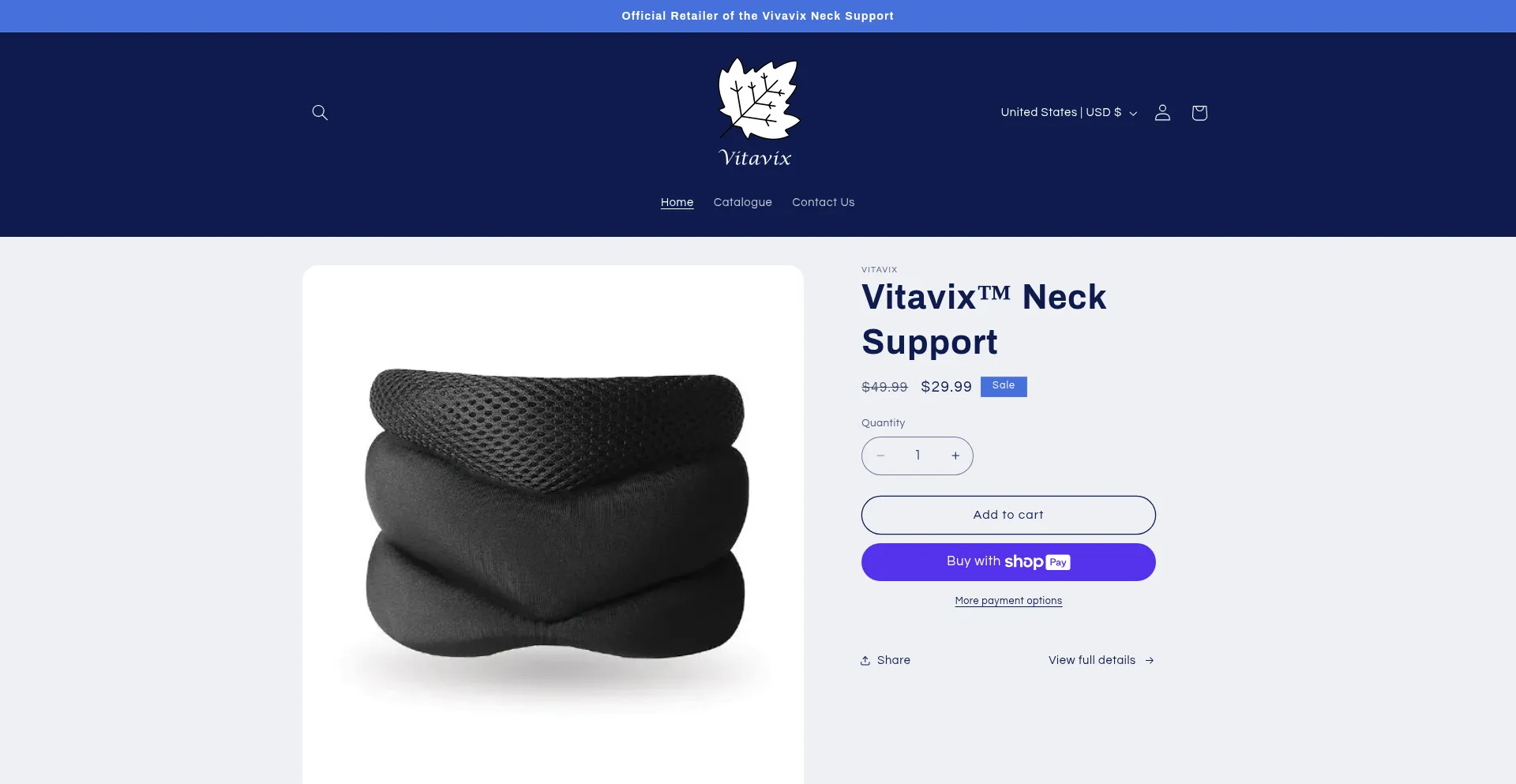 Website screenshot of Vitavix.store