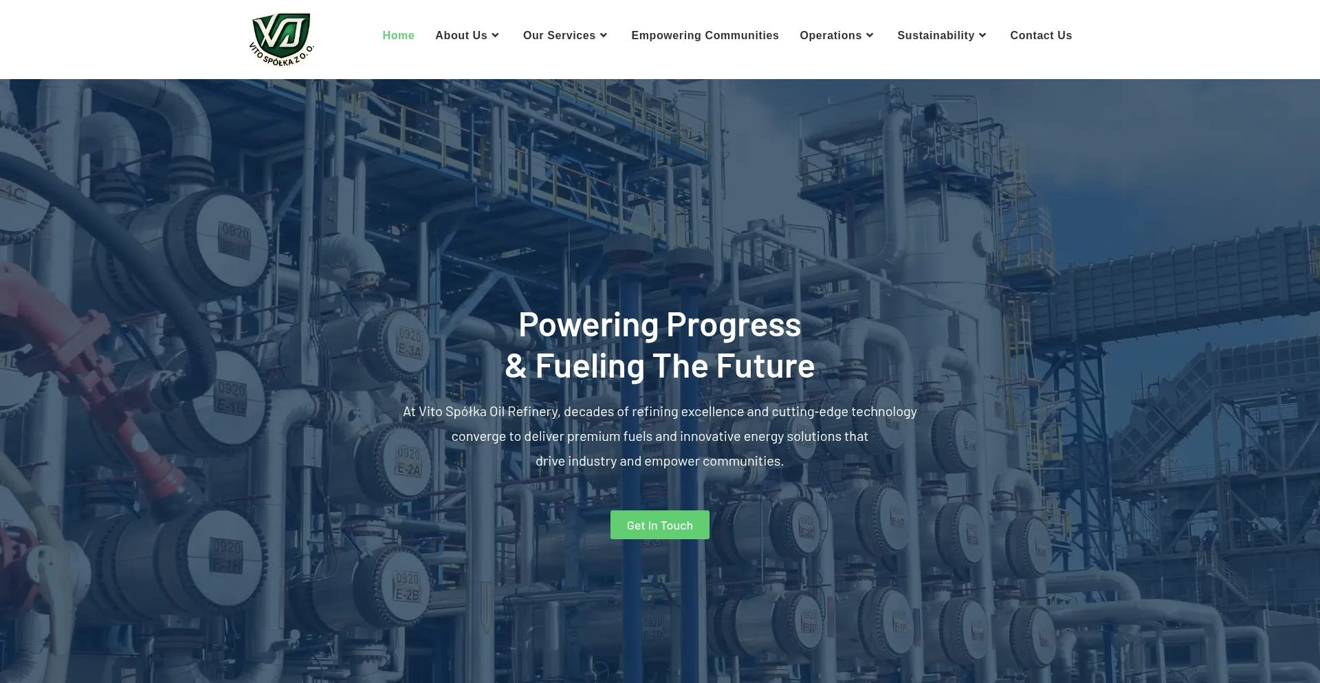 Website screenshot of Vitorefineryspolka.pl