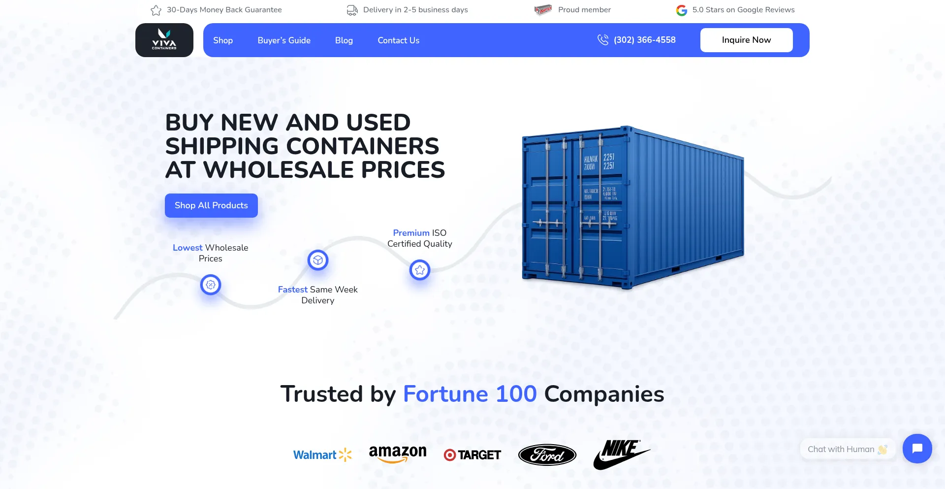 Website screenshot of Vivacontainers.com