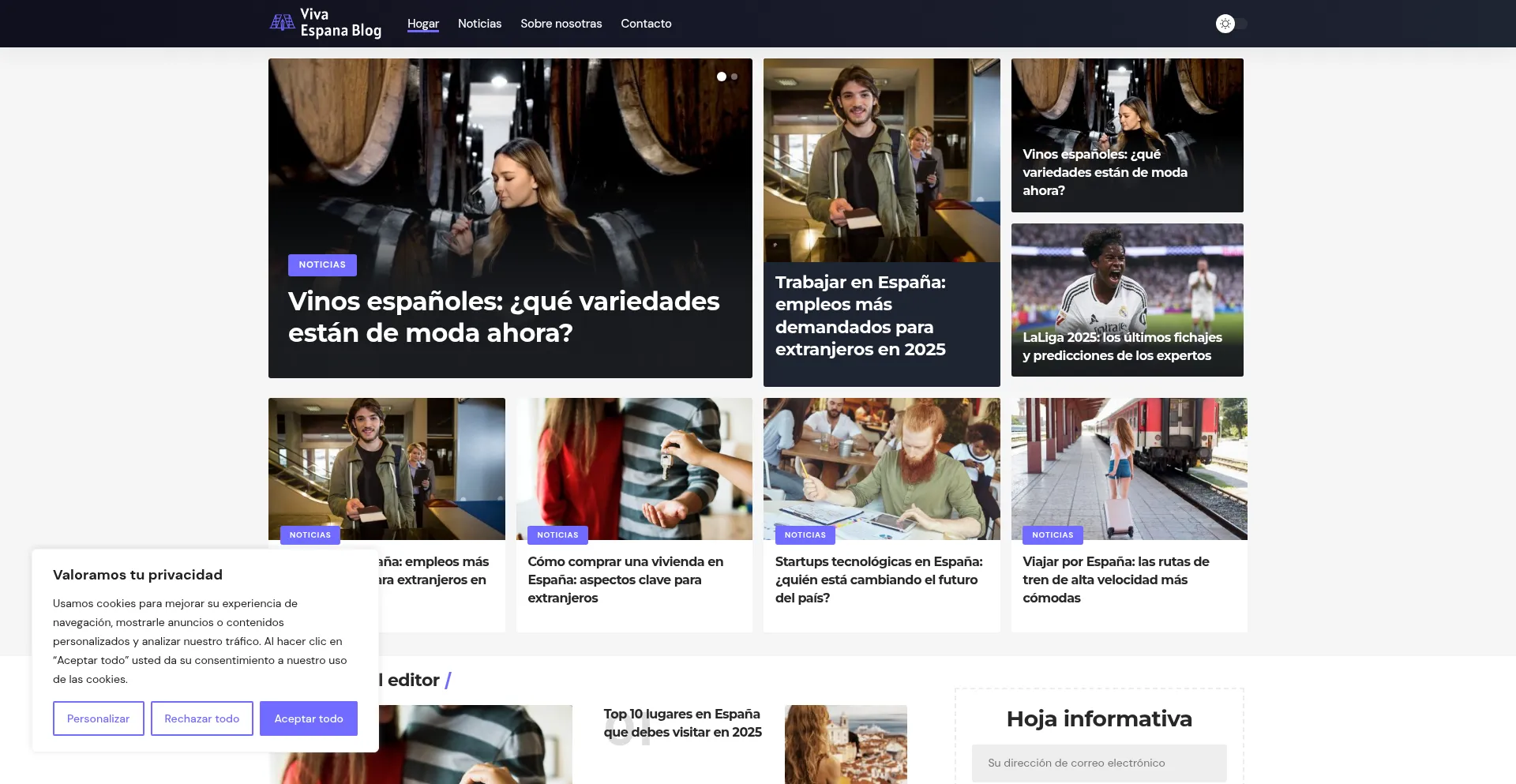 Website screenshot of Vivaespanablog.ink